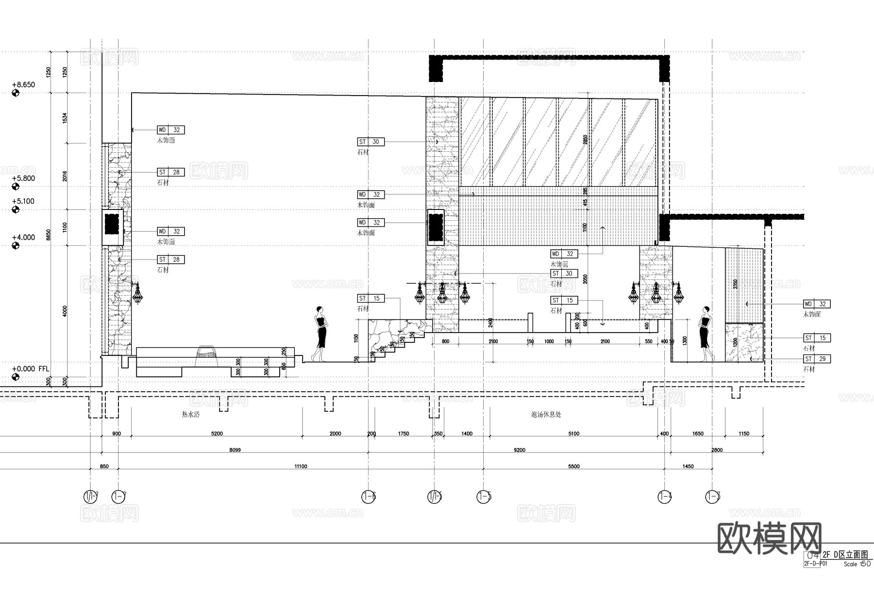 女子温泉洗浴中心施工详图   女子温泉大浴场  休闲娱乐会所cad施工图下载（渲染图5）