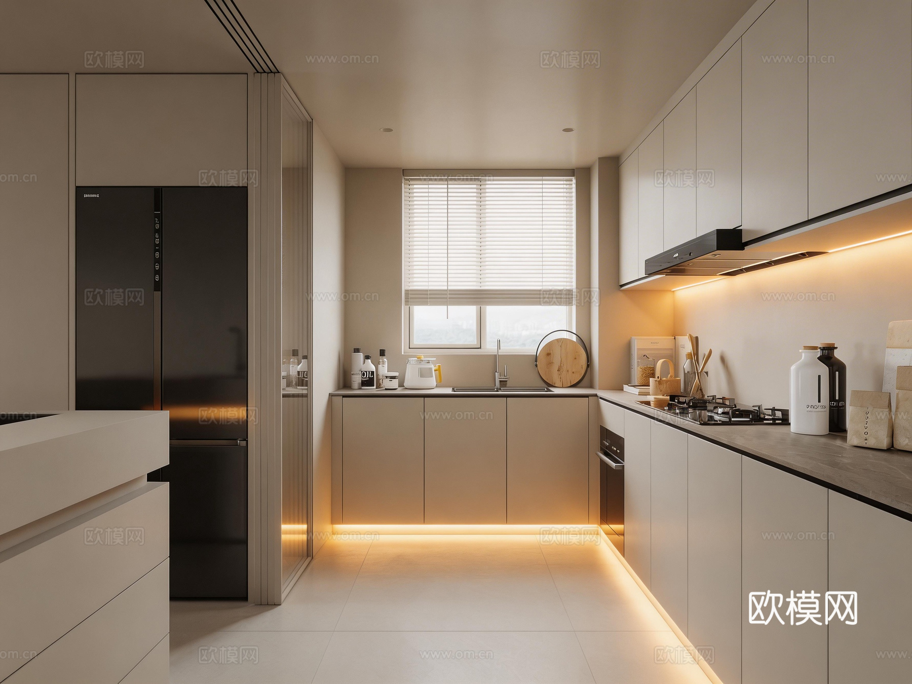 厨房 厨柜 冰箱su模型