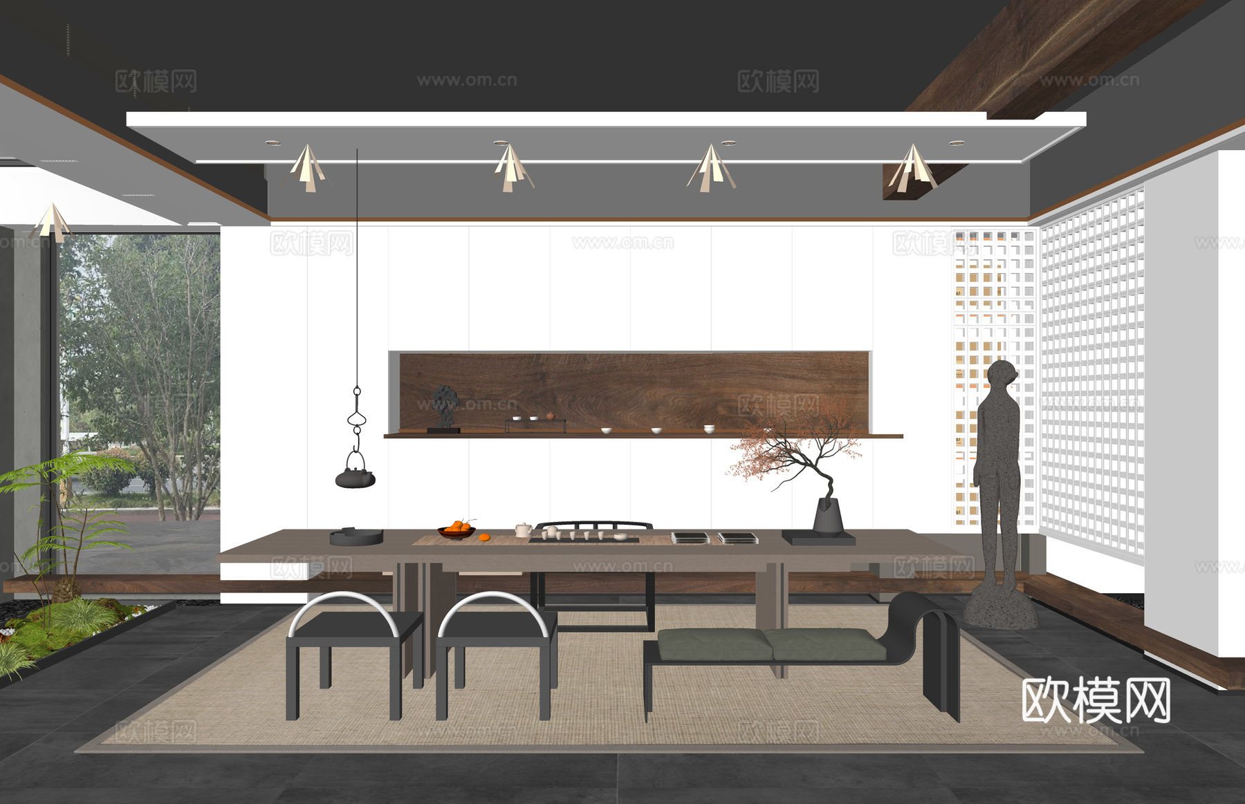 餐厅 玄关 茶室 客厅 茶桌组合su模型