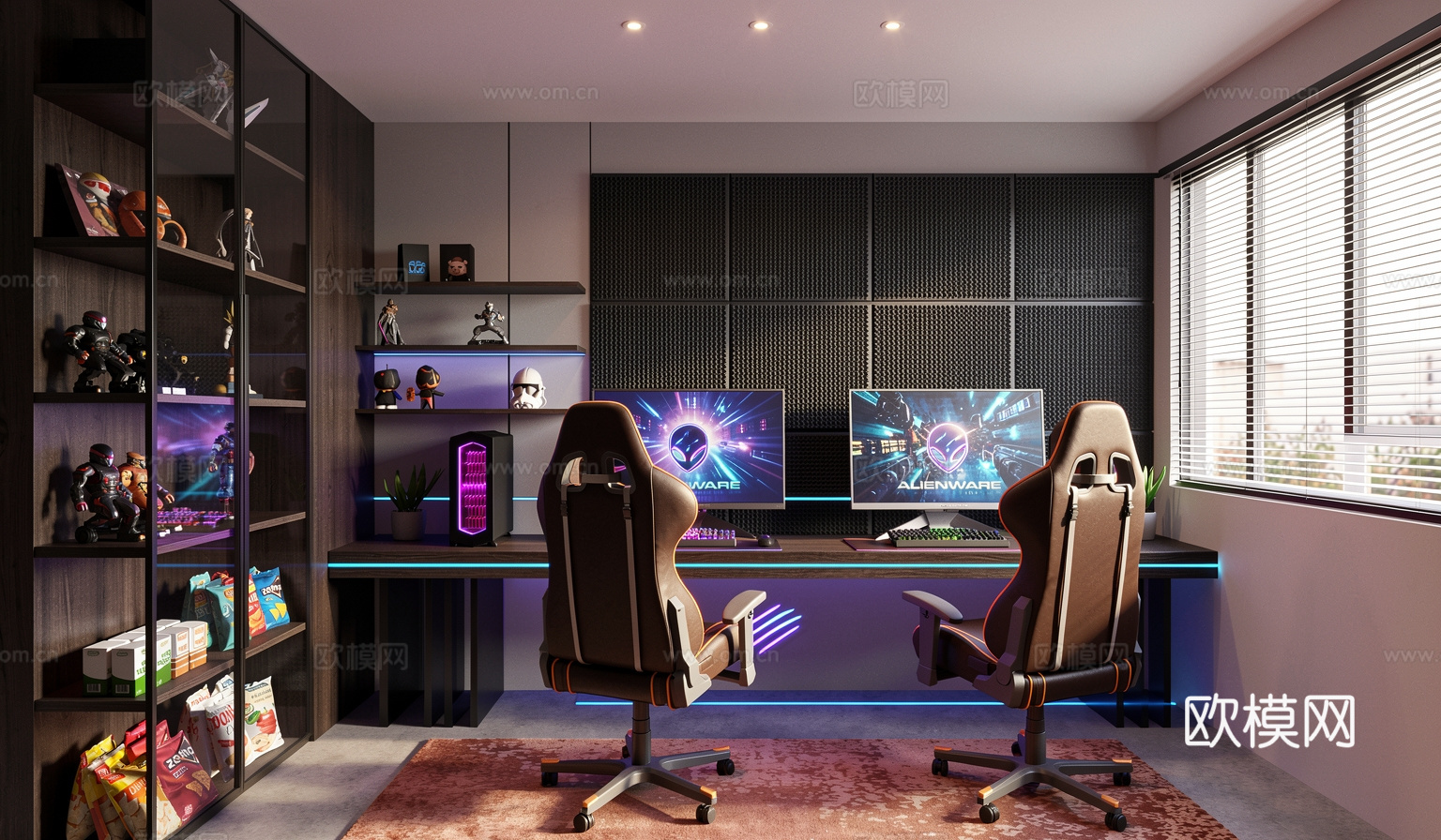 现代电竞房_电脑_显示屏su模型