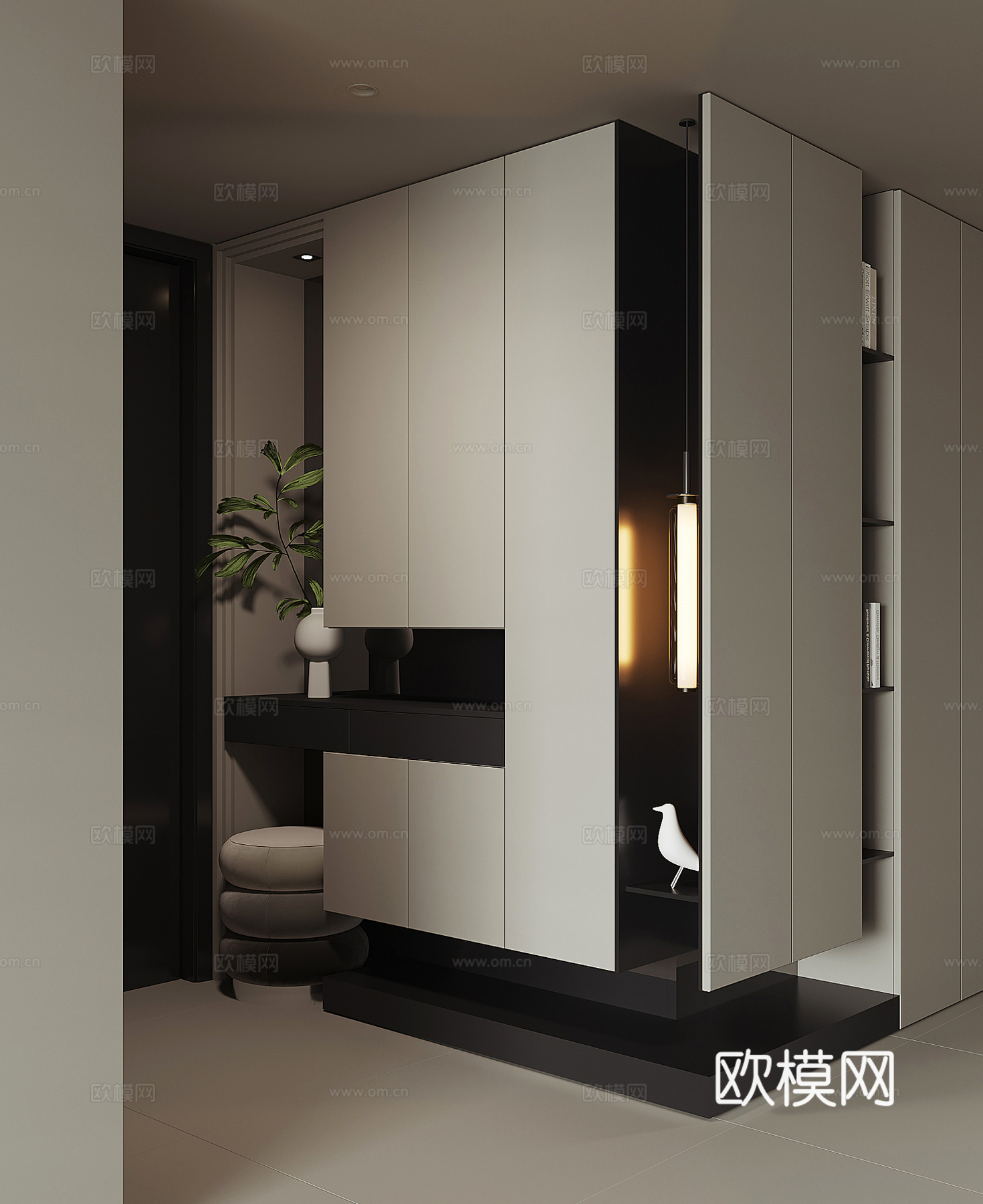 现代入户鞋柜su模型