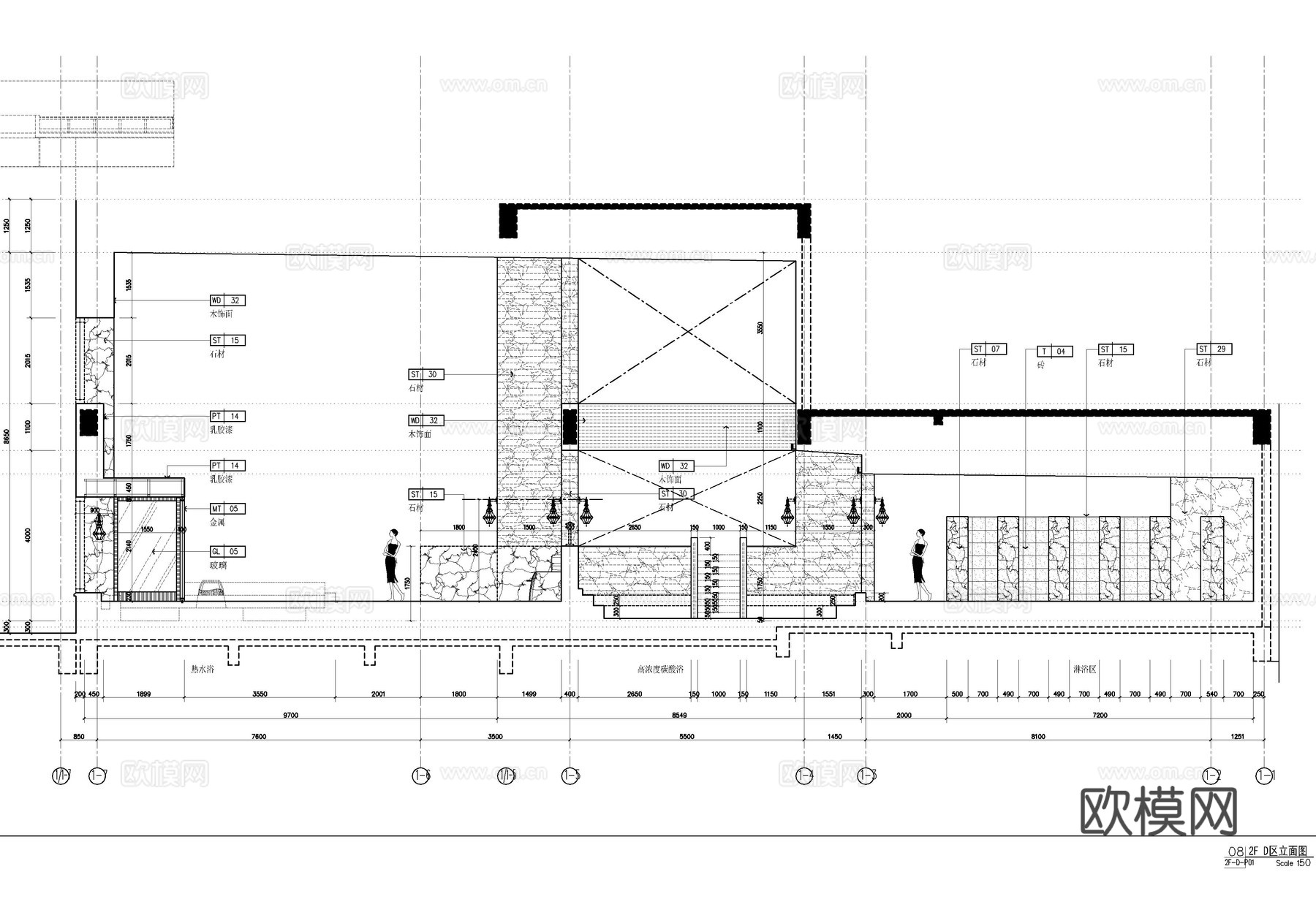 女子温泉洗浴中心施工详图   女子温泉大浴场  休闲娱乐会所cad施工图下载（渲染图8）