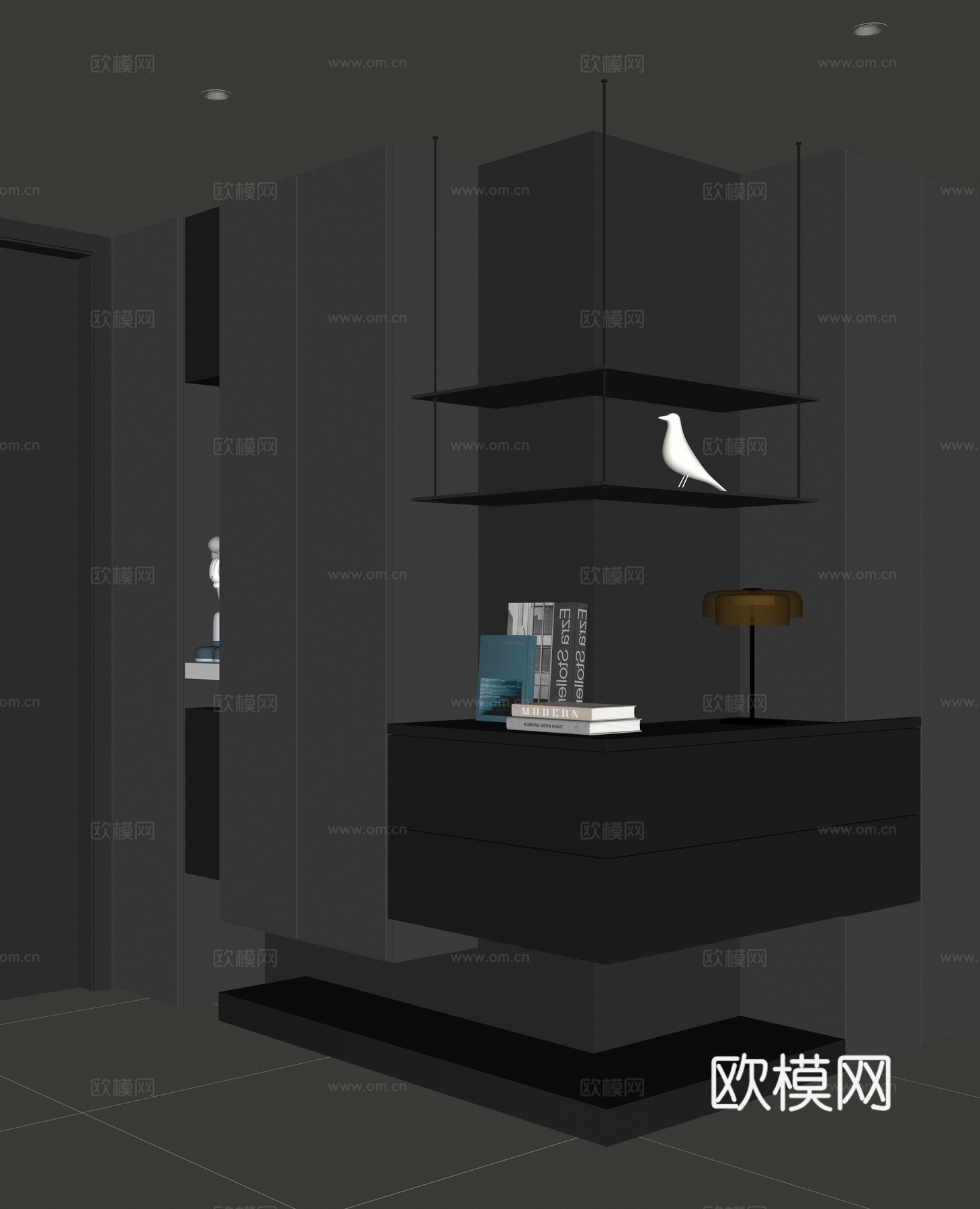 现代转角鞋柜su模型