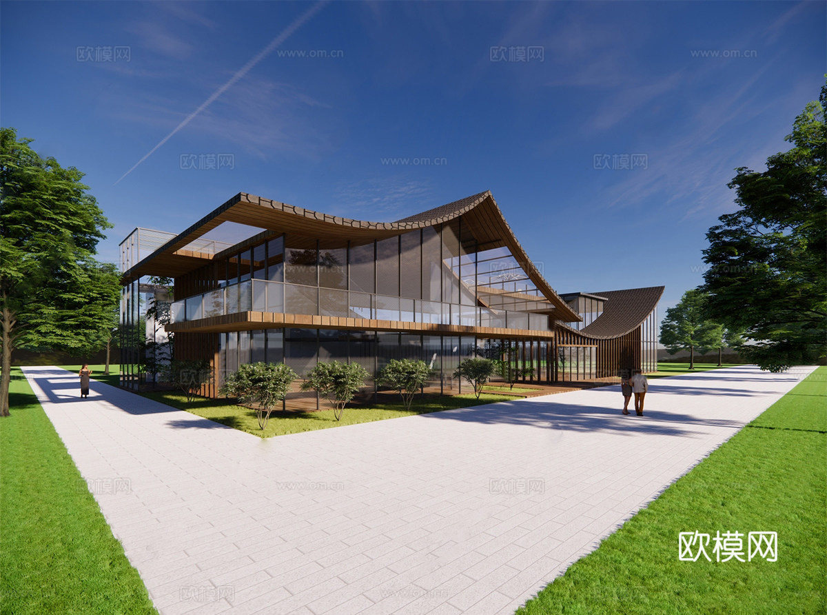 现代售楼处建筑 售楼处 会所su模型