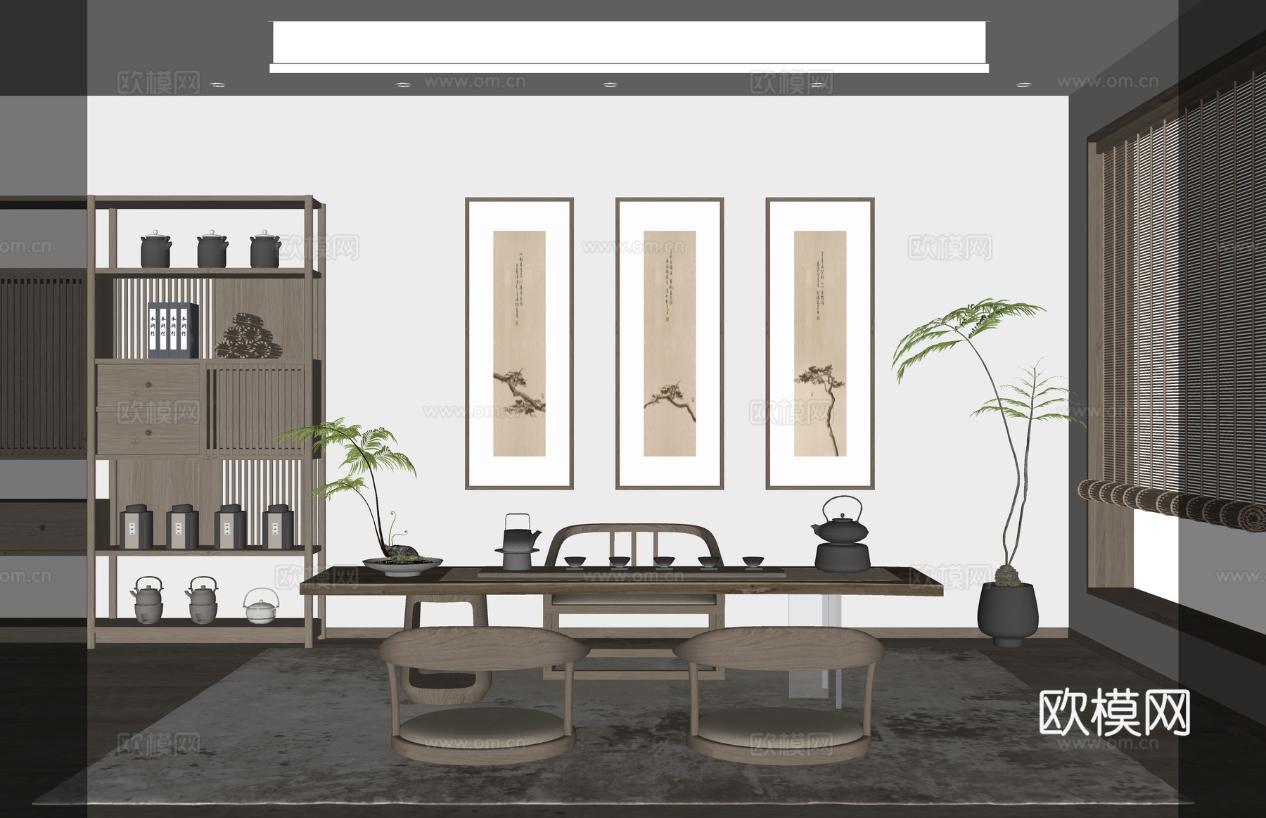 餐厅 卧室 茶桌椅 客厅 客餐厅 卫生间su模型