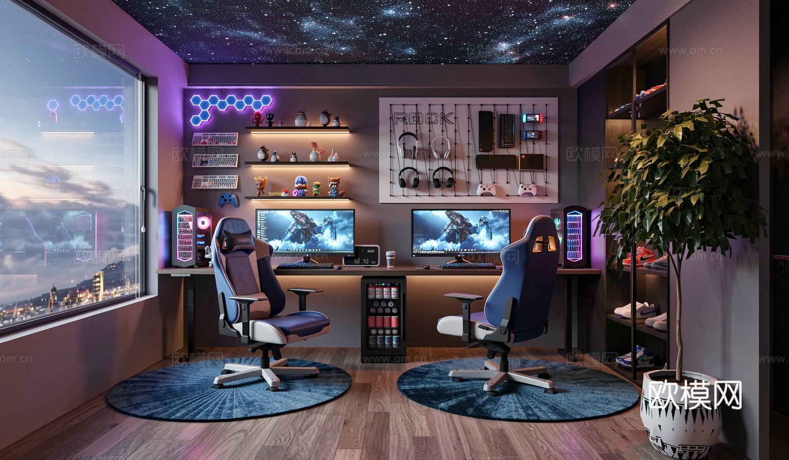 现代电竞房_电脑_显示屏su模型