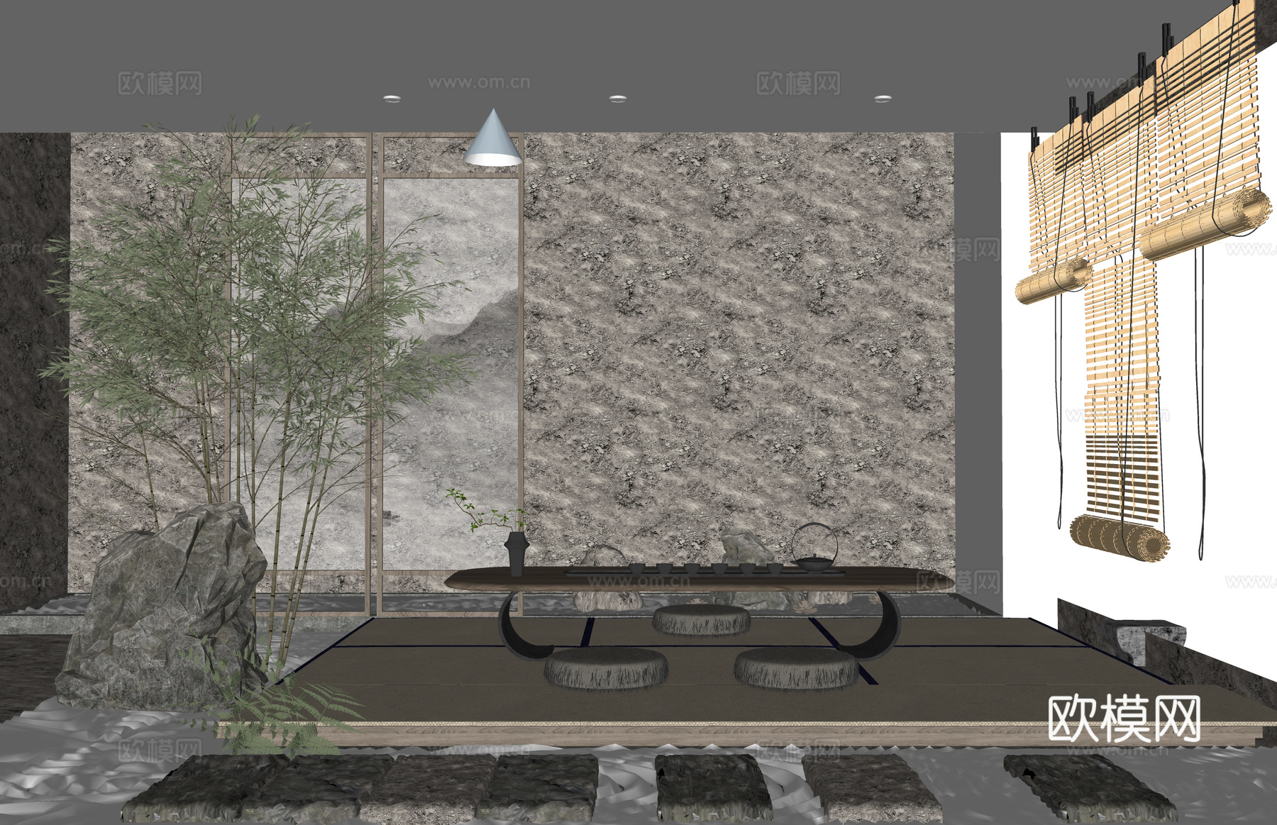 茶桌组合 客厅 玄关 餐厅 茶室su模型