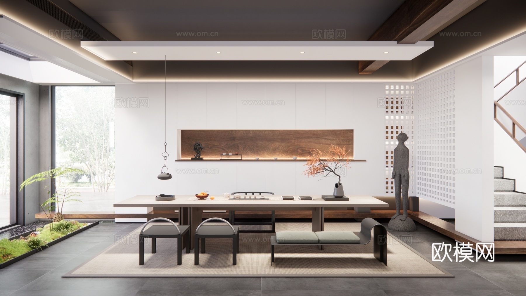 餐厅 玄关 茶室 客厅 茶桌组合su模型