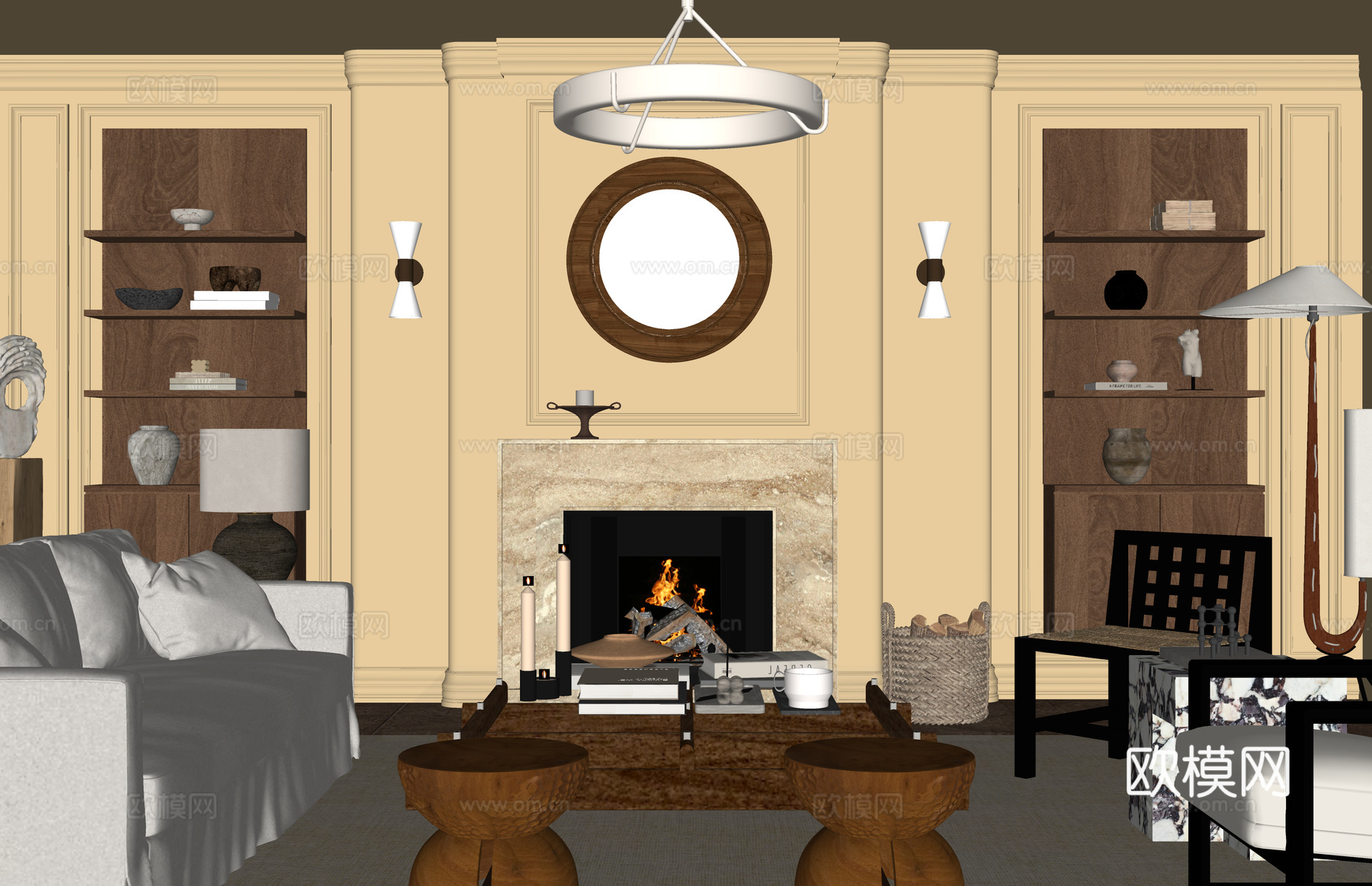 茶室 卧室 卫生间 客餐厅 阳台 厨房 餐厅su模型