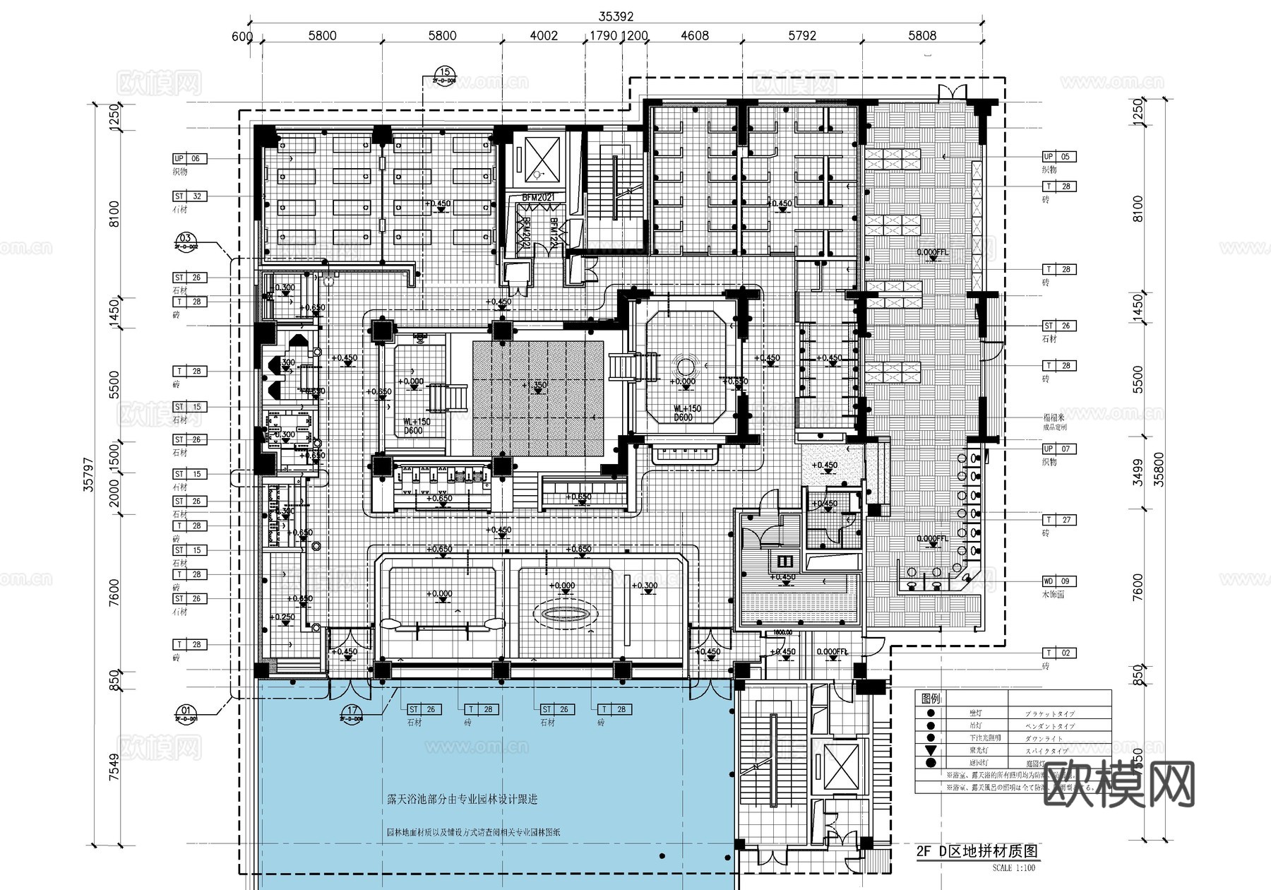 女子温泉洗浴中心施工详图   女子温泉大浴场  休闲娱乐会所cad施工图下载（渲染图2）