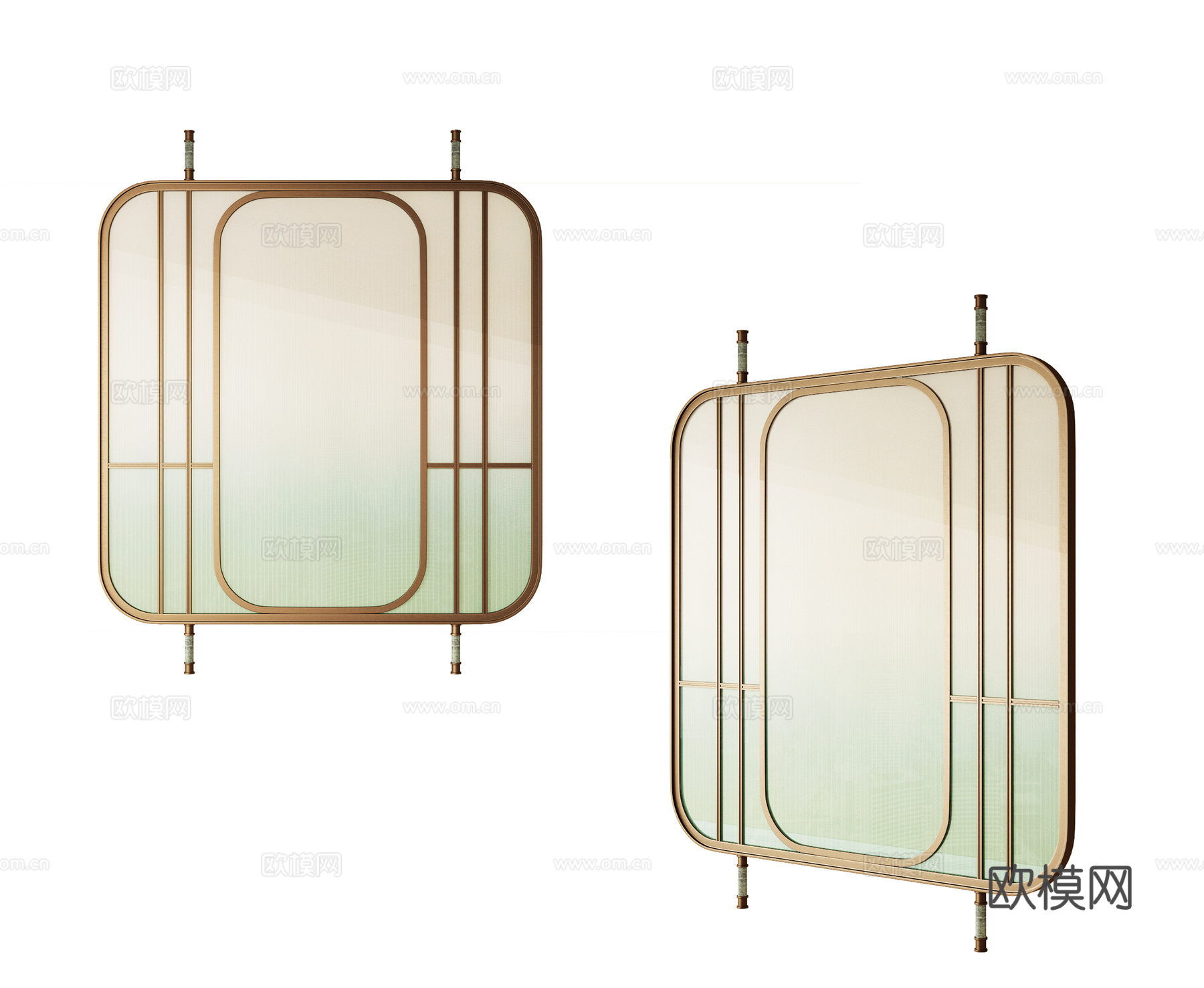 现代玻璃隔断 玻璃屏风 玄关隔断 玄关屏风 金属隔断su模型