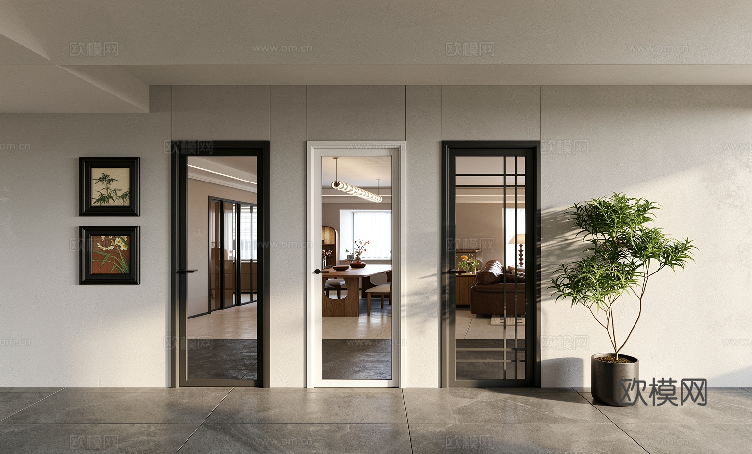 现代单开门_磨砂玻璃门_玻璃单开门_单开玻璃门_卫浴门_厨卫su模型