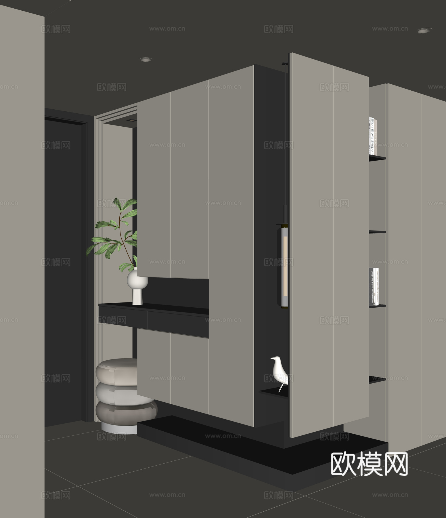 现代入户鞋柜su模型