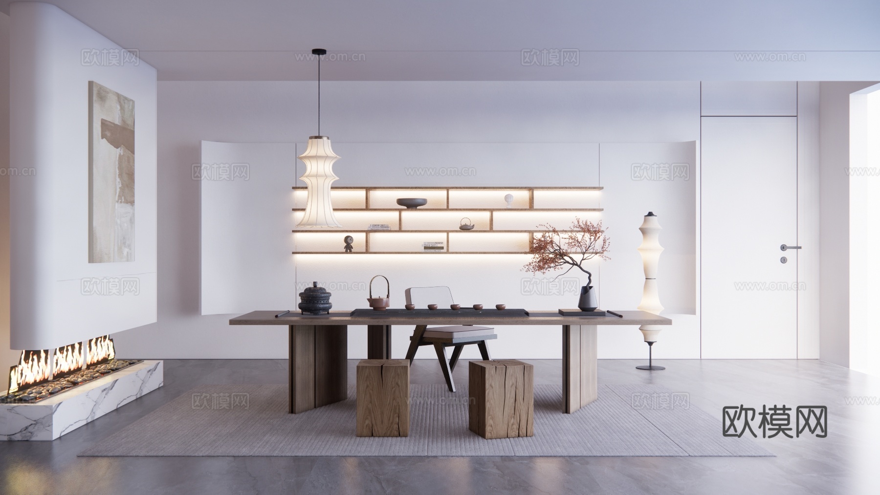 茶室 玄关 客厅 餐厅 茶桌组合su模型