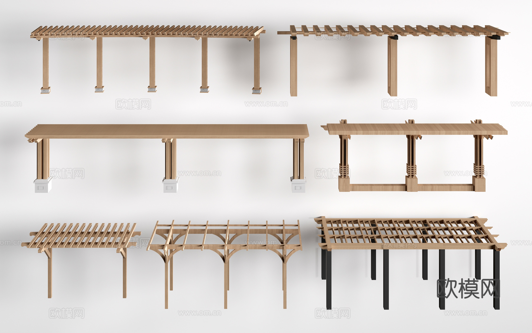 现代景观花架 葡萄架 廊架 绿植爬架su模型