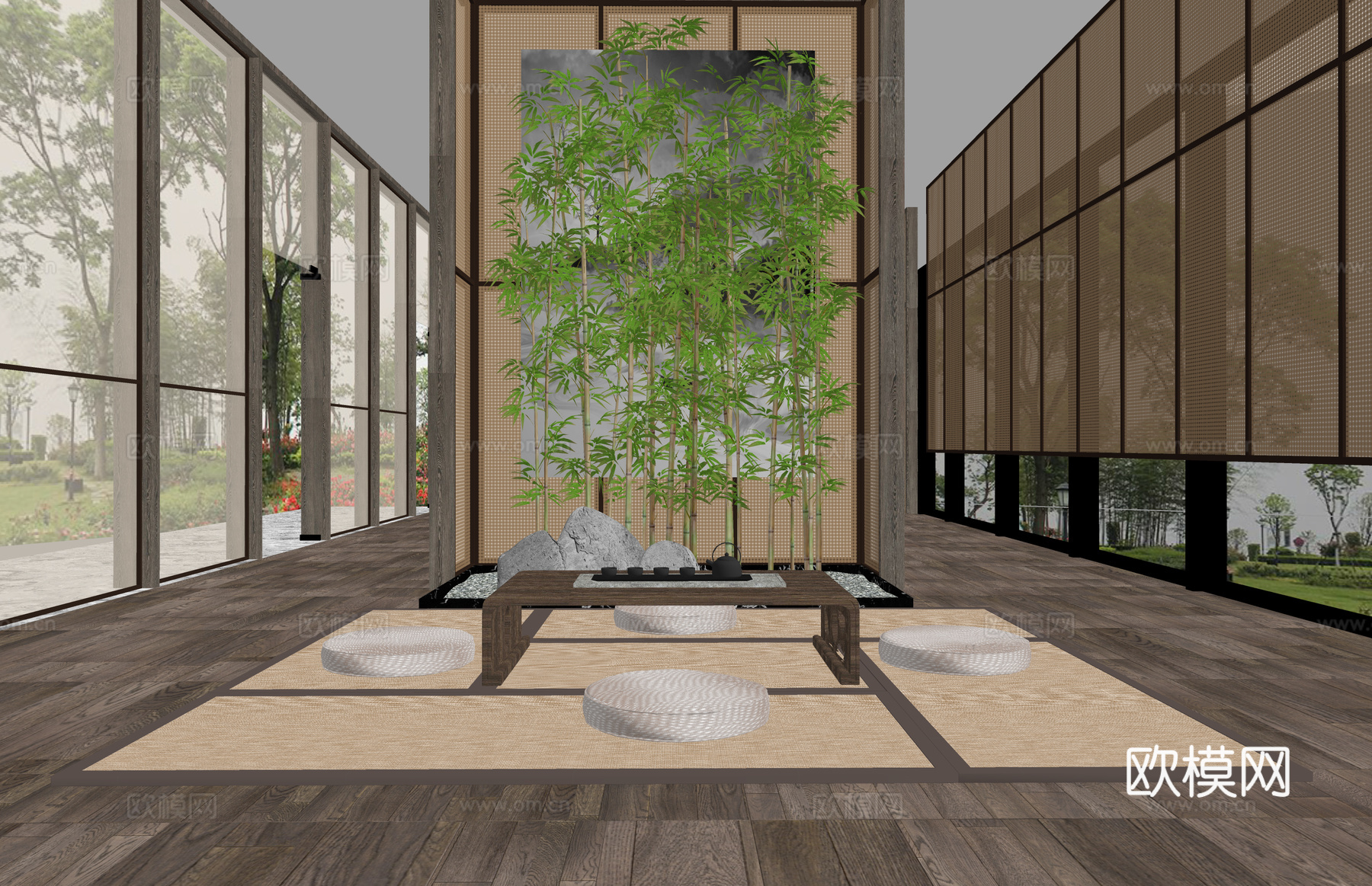 客厅 茶桌 卧室 衣帽间su模型