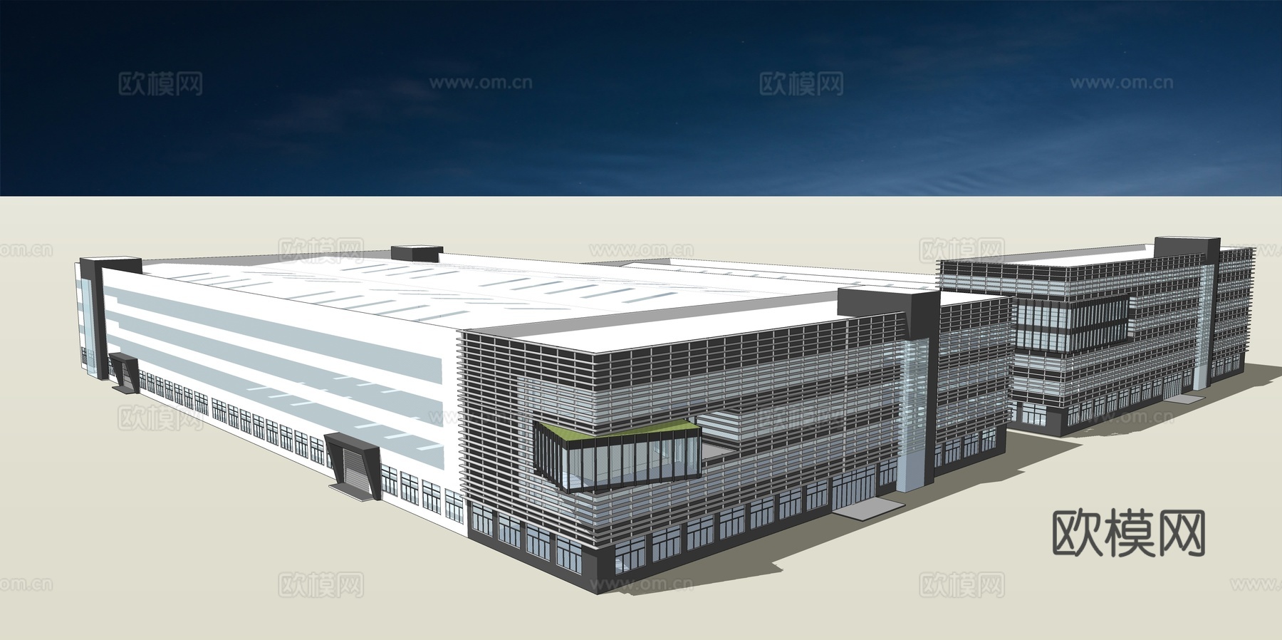 网红打卡工业建筑旧改工厂商业街su模型