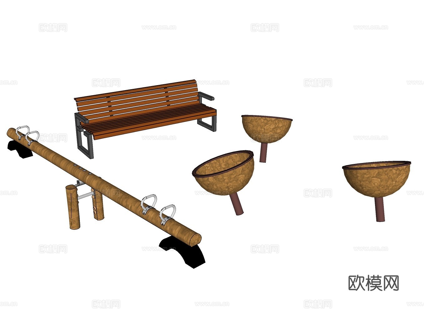 儿童户外无动力生态乐园su模型