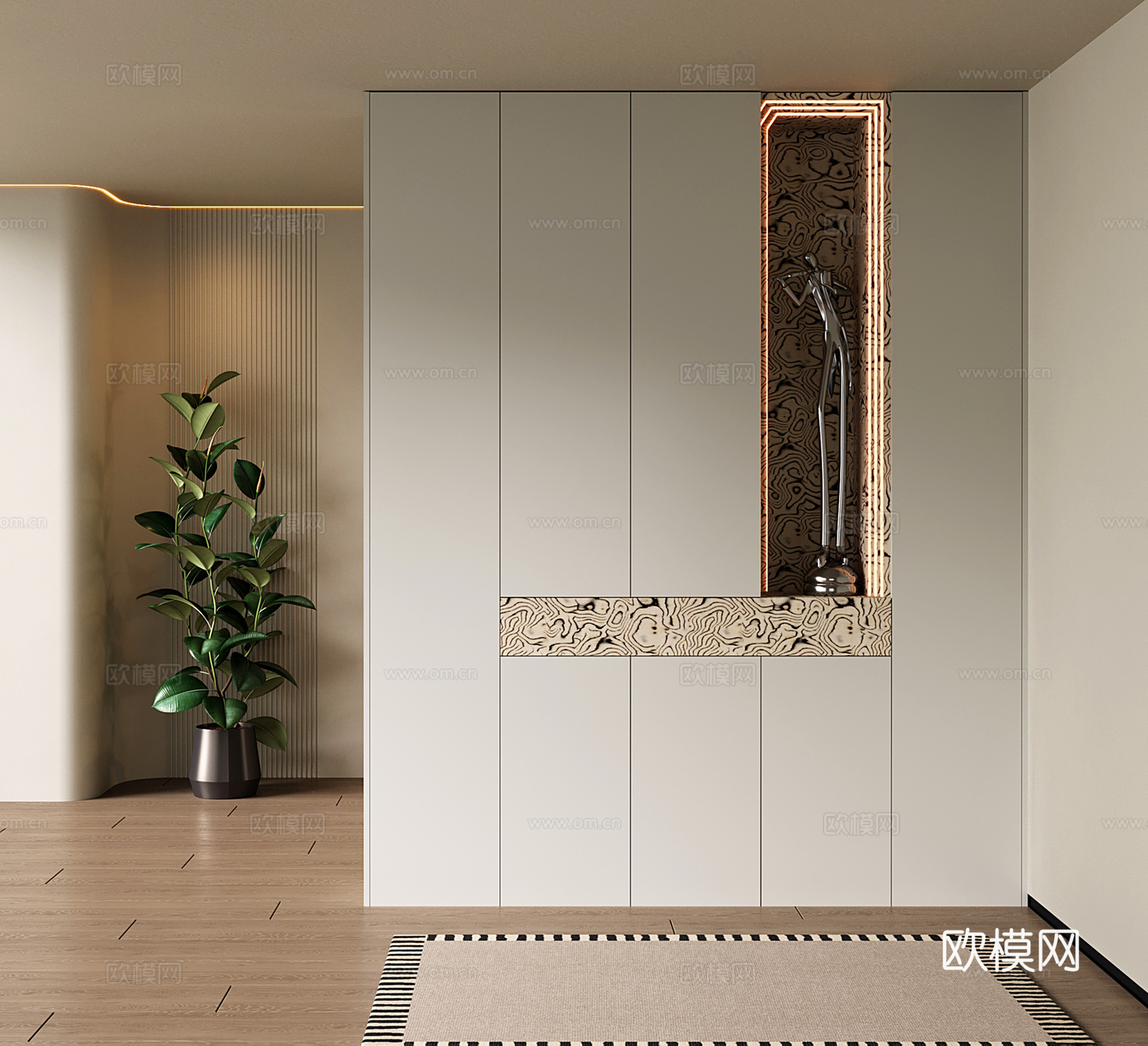 现代入户鞋柜 玄关隔断柜 装饰柜su模型