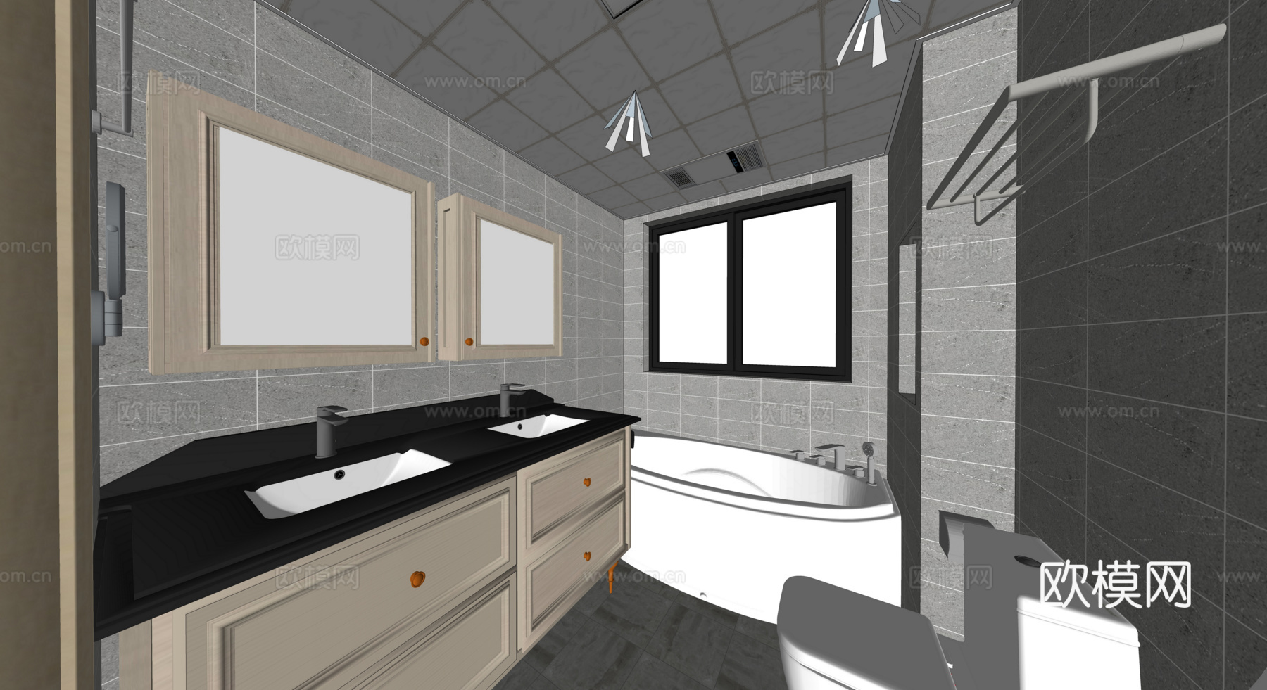 卫生间 客厅 马桶 淋雨 浴霸 卧室 洗衣机su模型