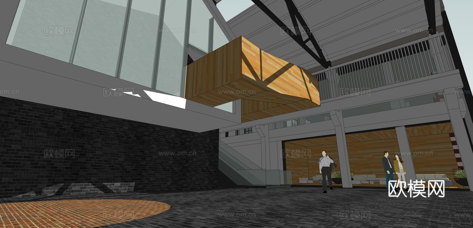 网红打卡工业建筑旧改工厂商业街su模型