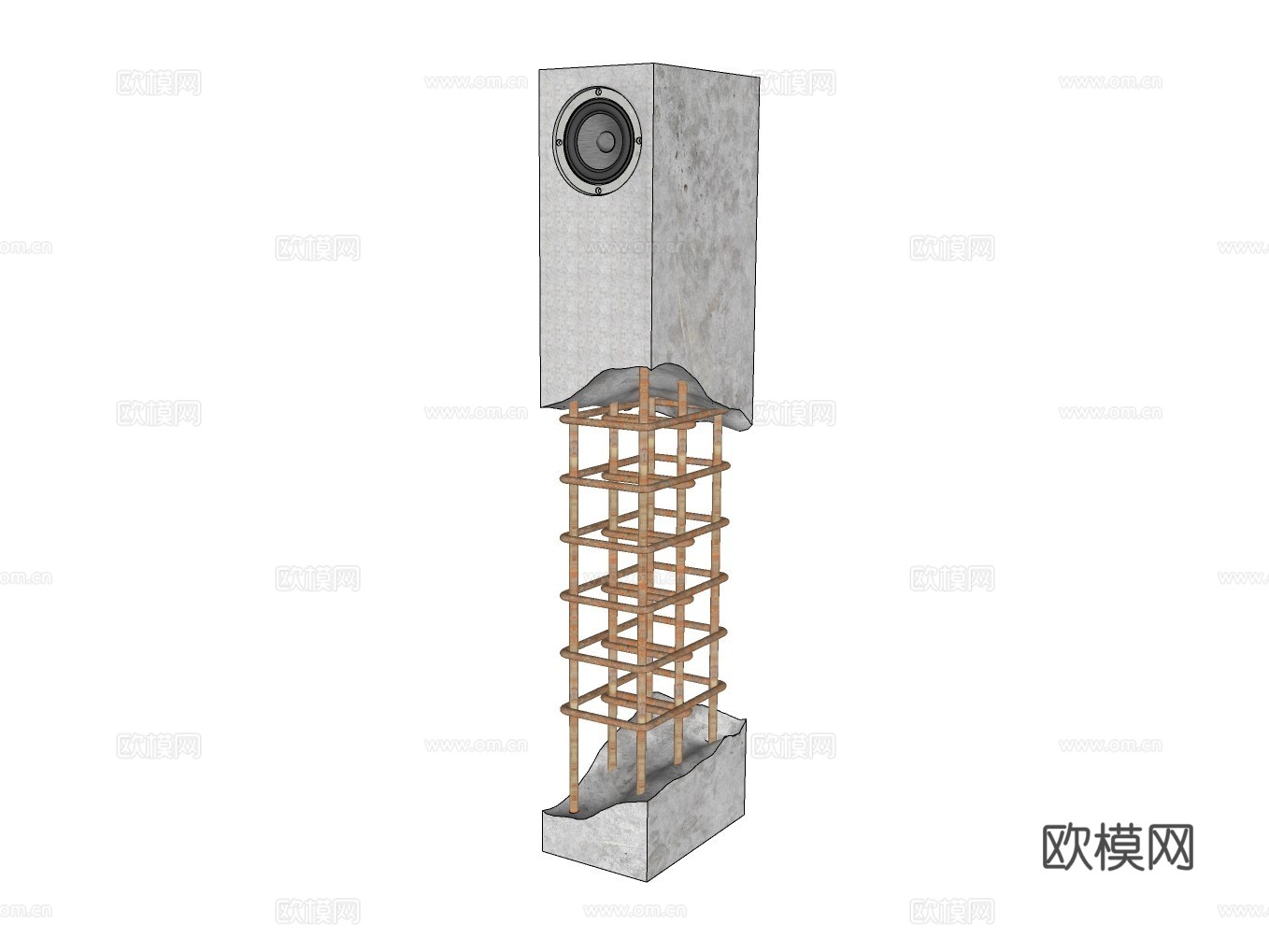 混凝土音响su模型