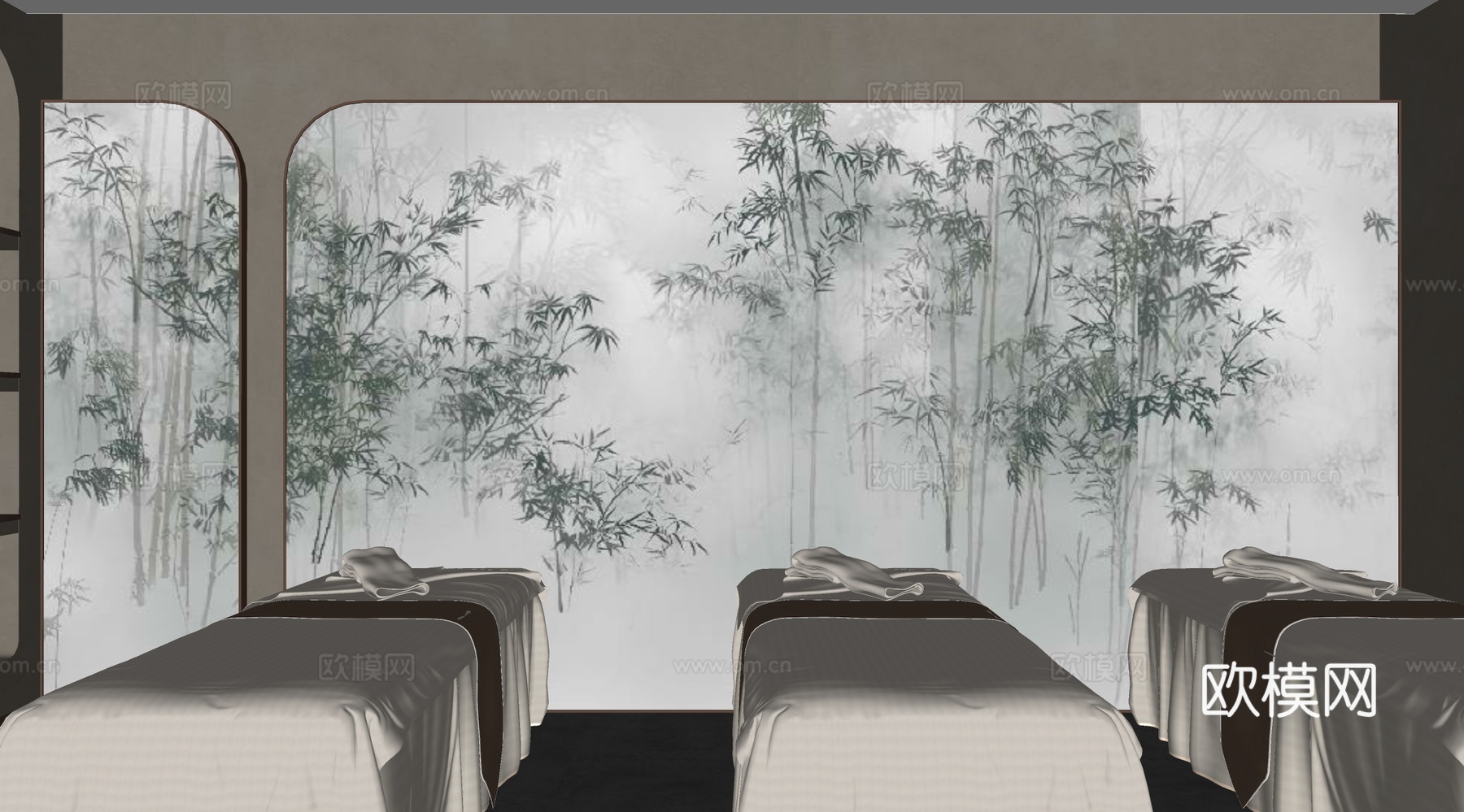 新中式会所 美容院 spa洗浴 养生馆 足浴按摩su模型