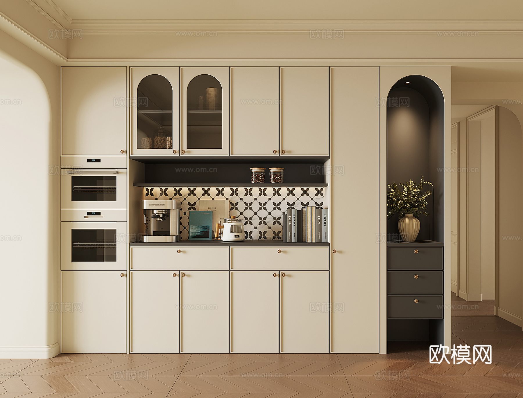 现代法式餐边柜su模型