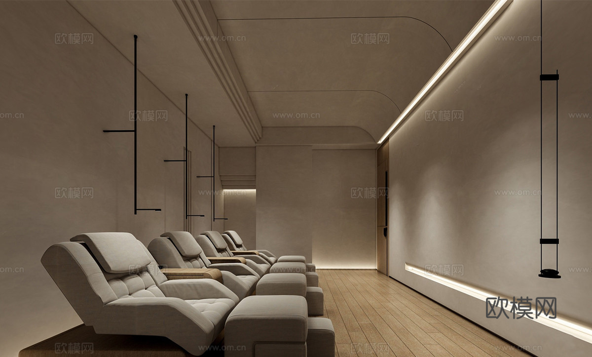 侘寂足疗按摩包厢 按摩足疗店 spasu模型