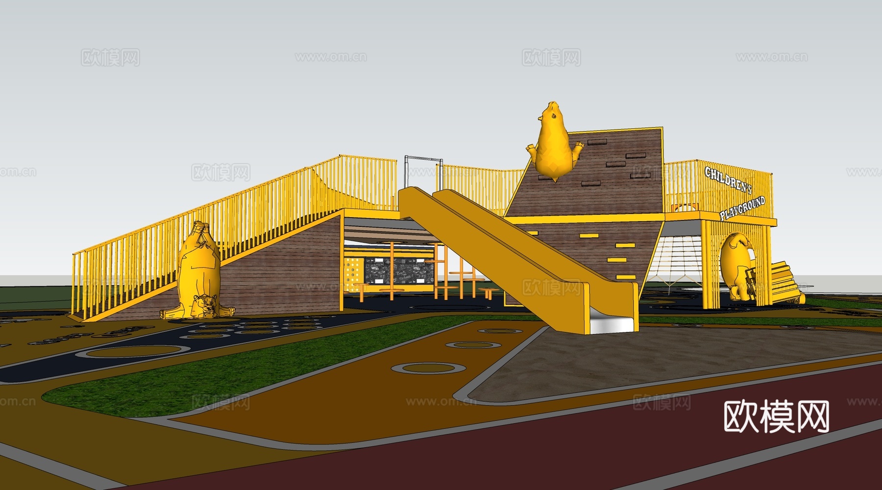 现代儿童游乐器材 儿童滑梯 儿童设施su模型