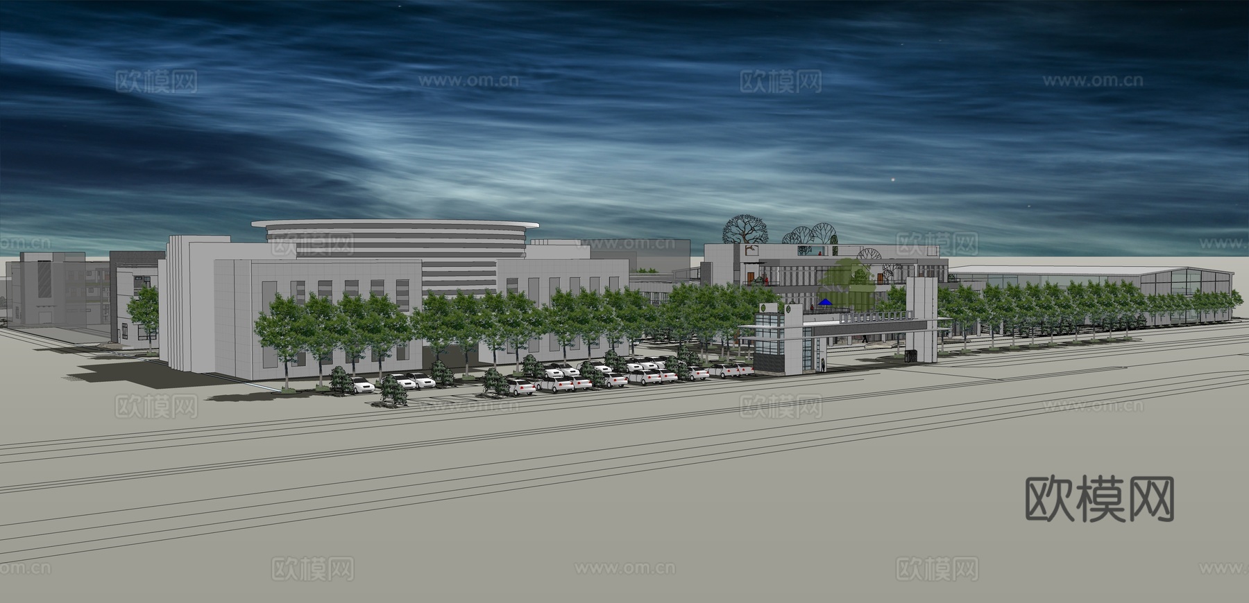 网红打卡工业建筑旧改工厂商业街su模型