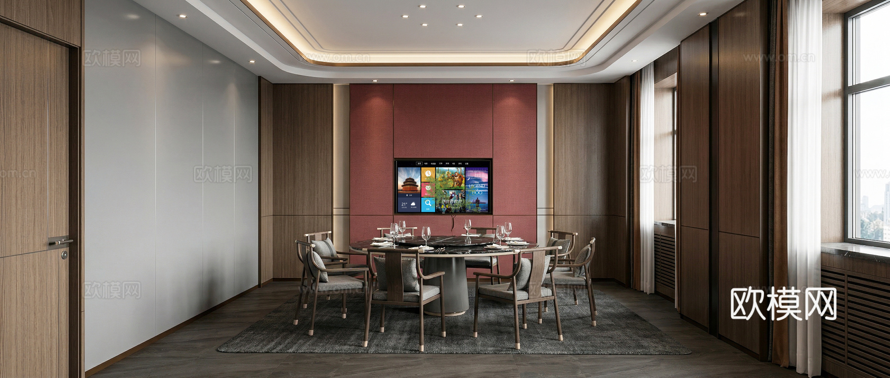 新中式包厢su模型