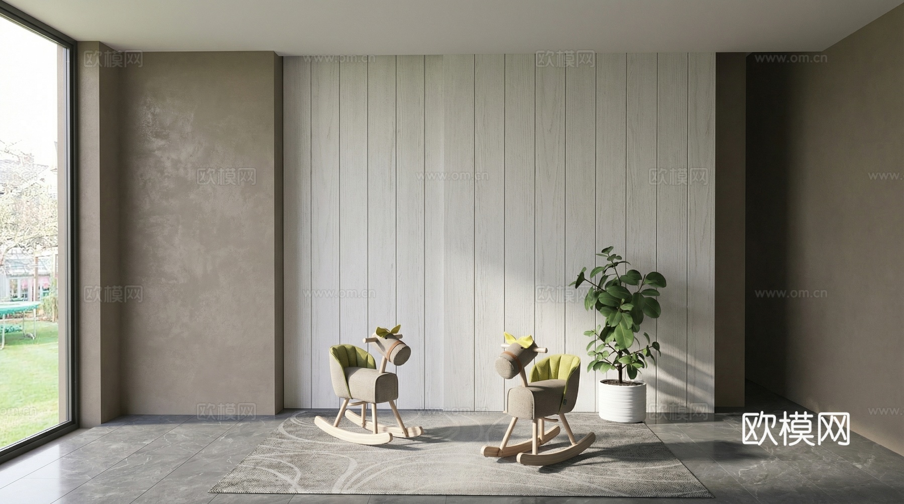 现代儿童玩具器材_木马椅  摇摇马su模型