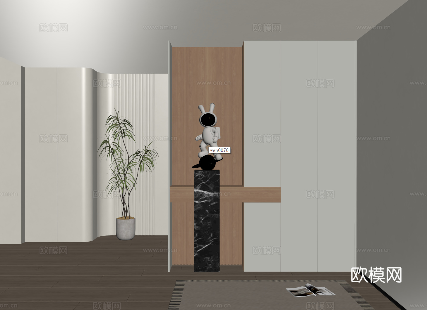 现代入户玄关鞋柜 隔断柜 玄关柜 装饰柜su模型