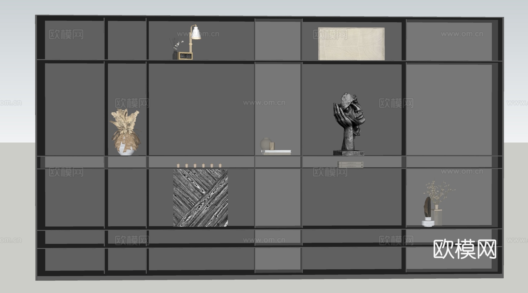 现代装饰柜 装饰架 书柜 壁柜su模型