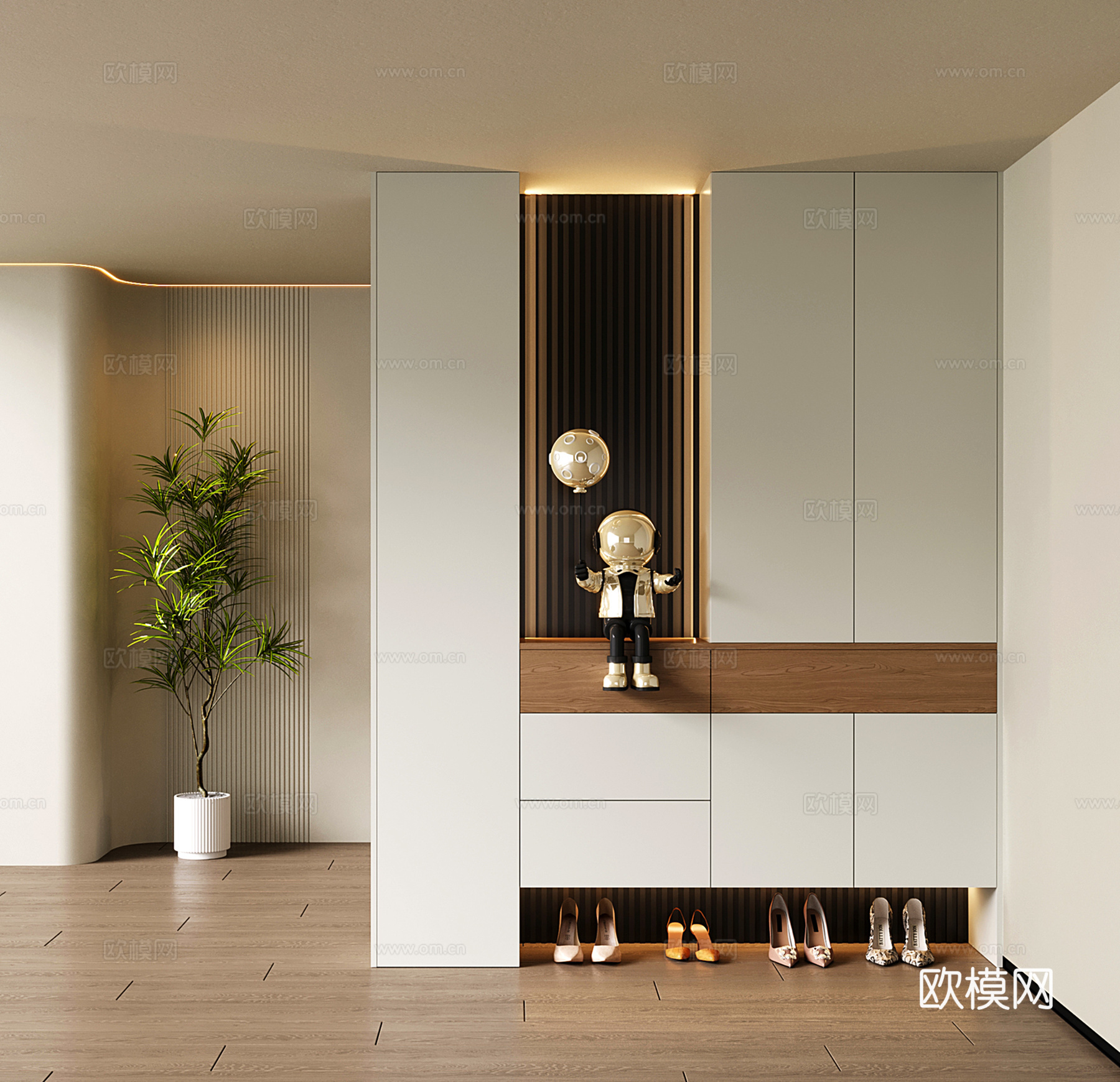 现代入户玄关鞋柜 隔断柜 玄关柜su模型