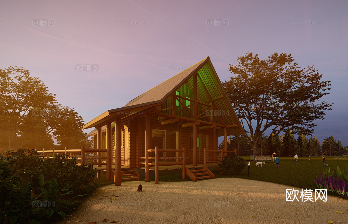现代木屋建筑 民宿建筑su模型