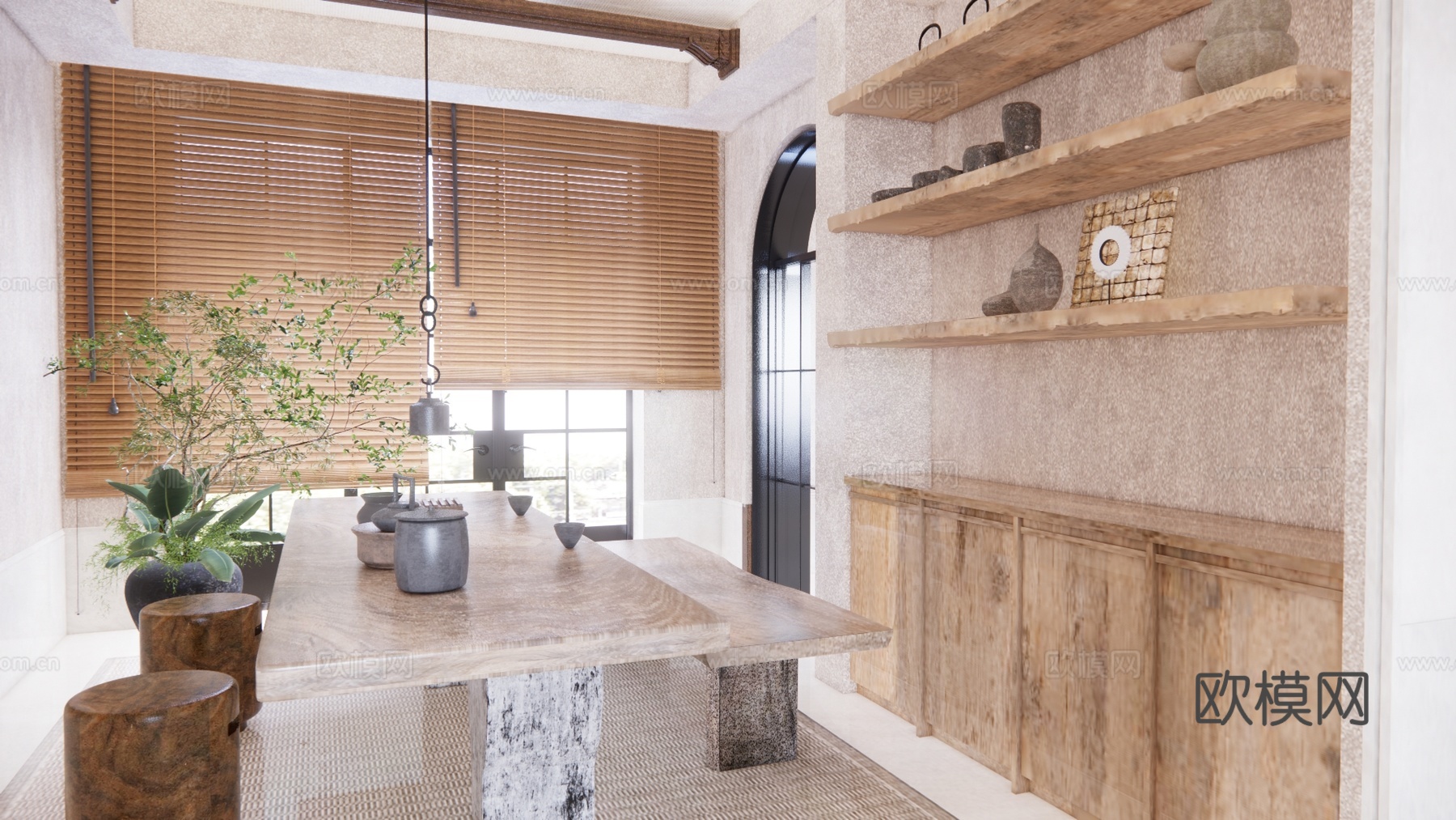 玄关 茶桌椅 茶室su模型