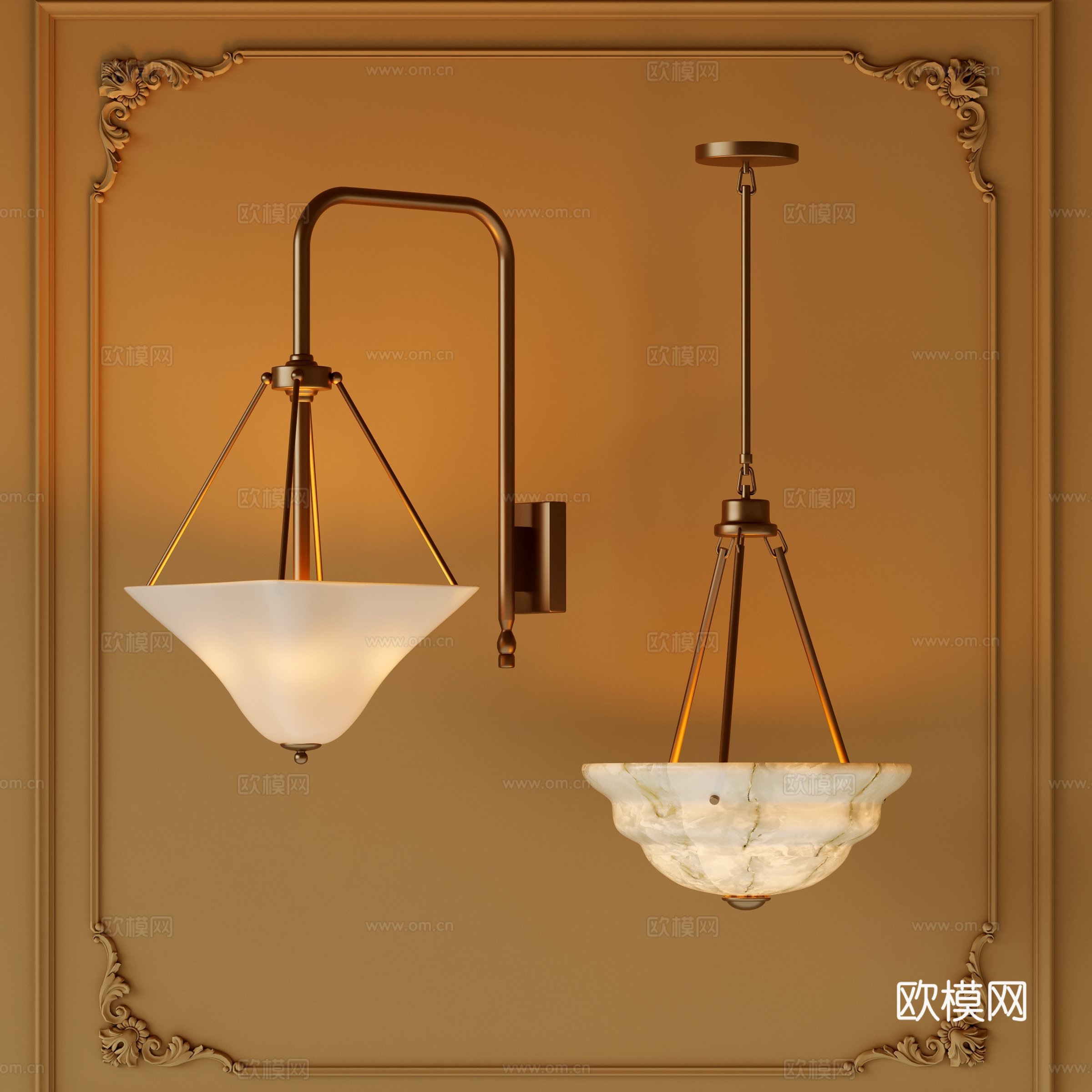 法式复古吊灯su模型