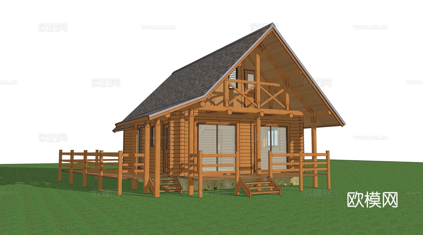 现代木屋建筑 民宿建筑su模型