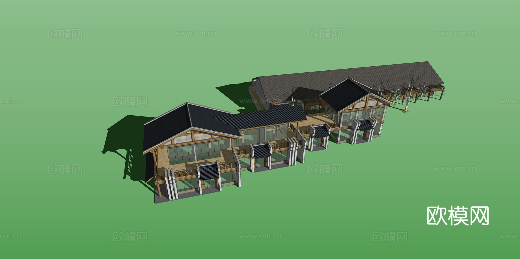 网红打卡工业建筑旧改工厂商业街su模型