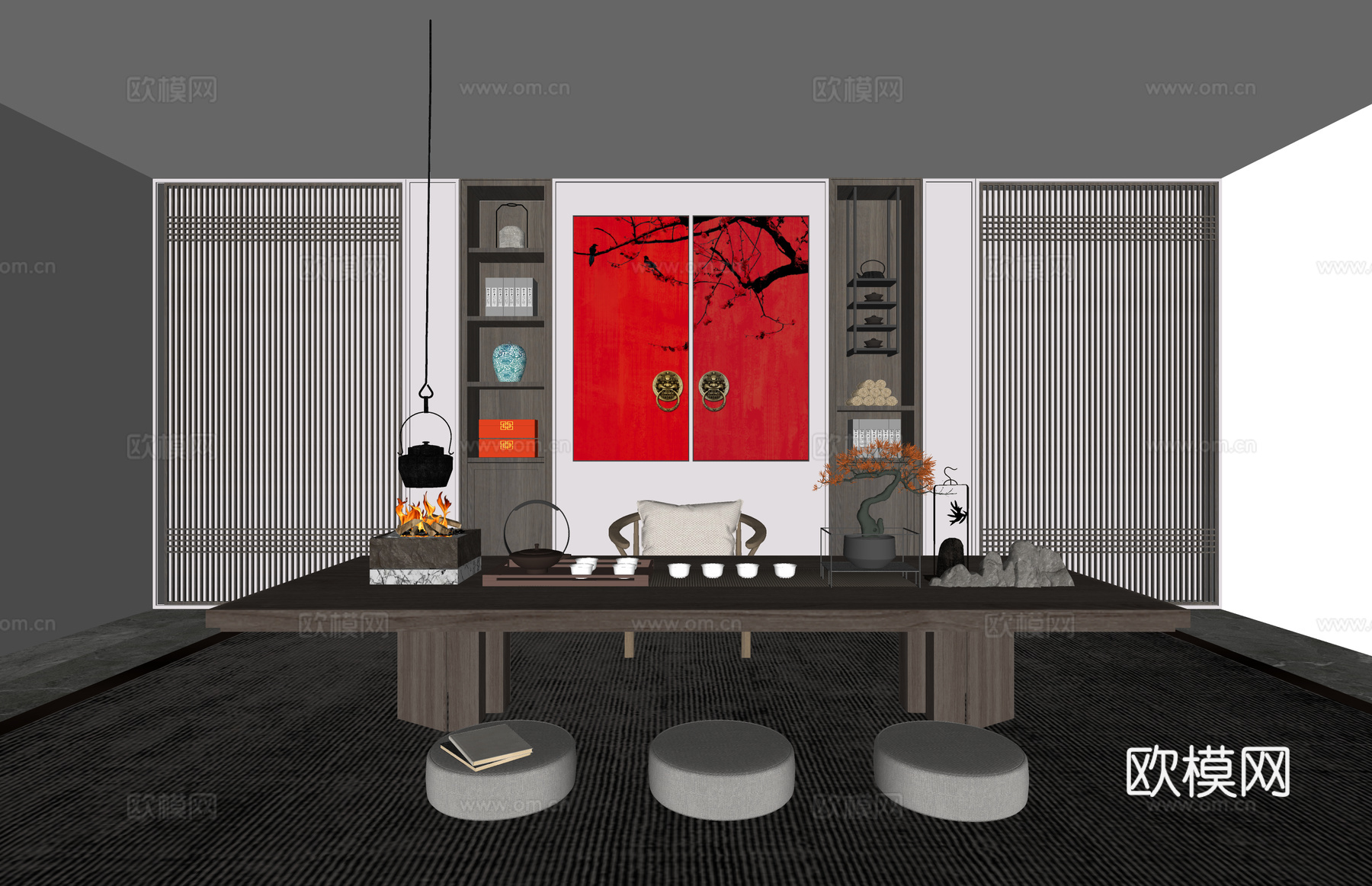 卫生间 客厅 衣帽间 茶台su模型