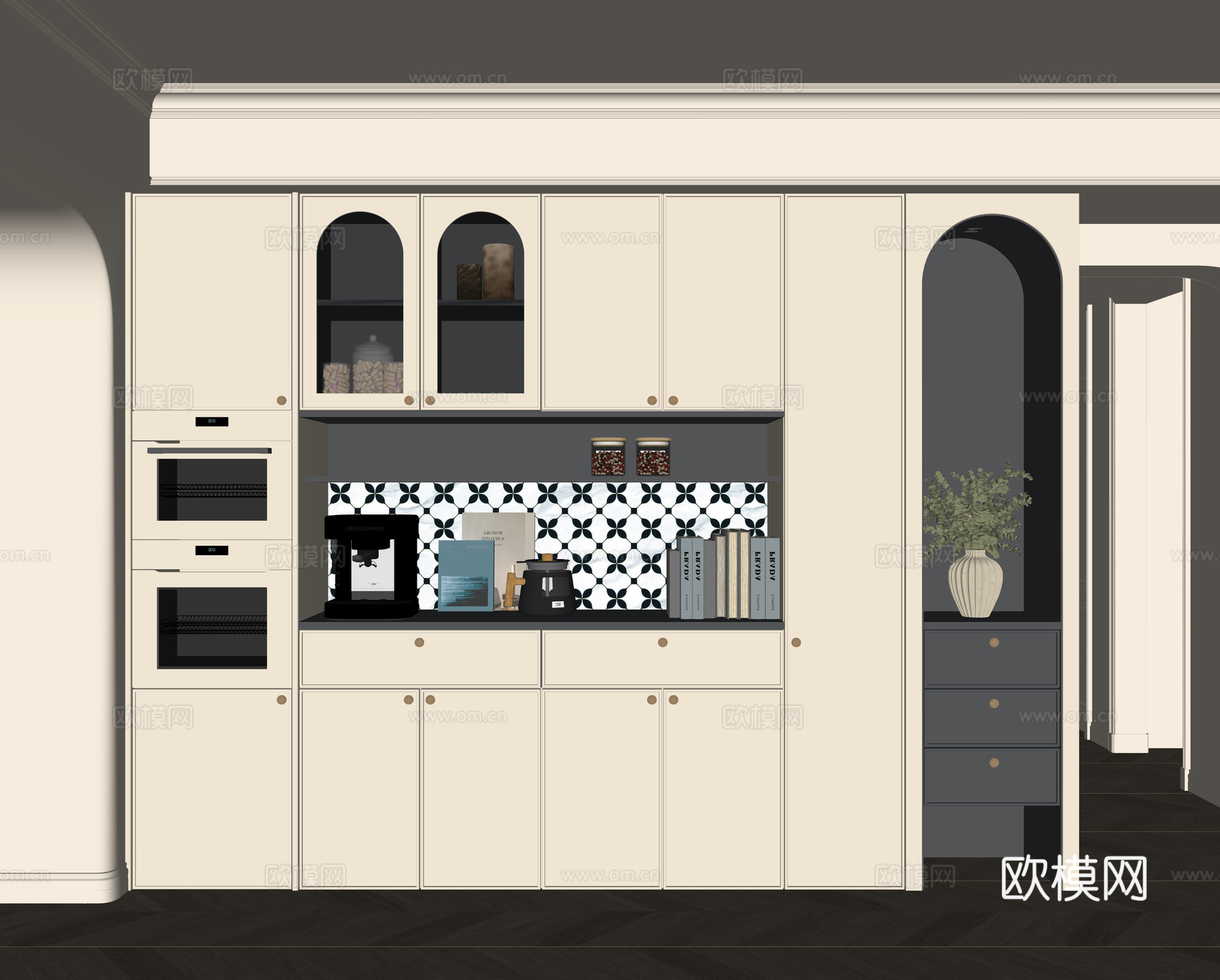 现代法式餐边柜su模型