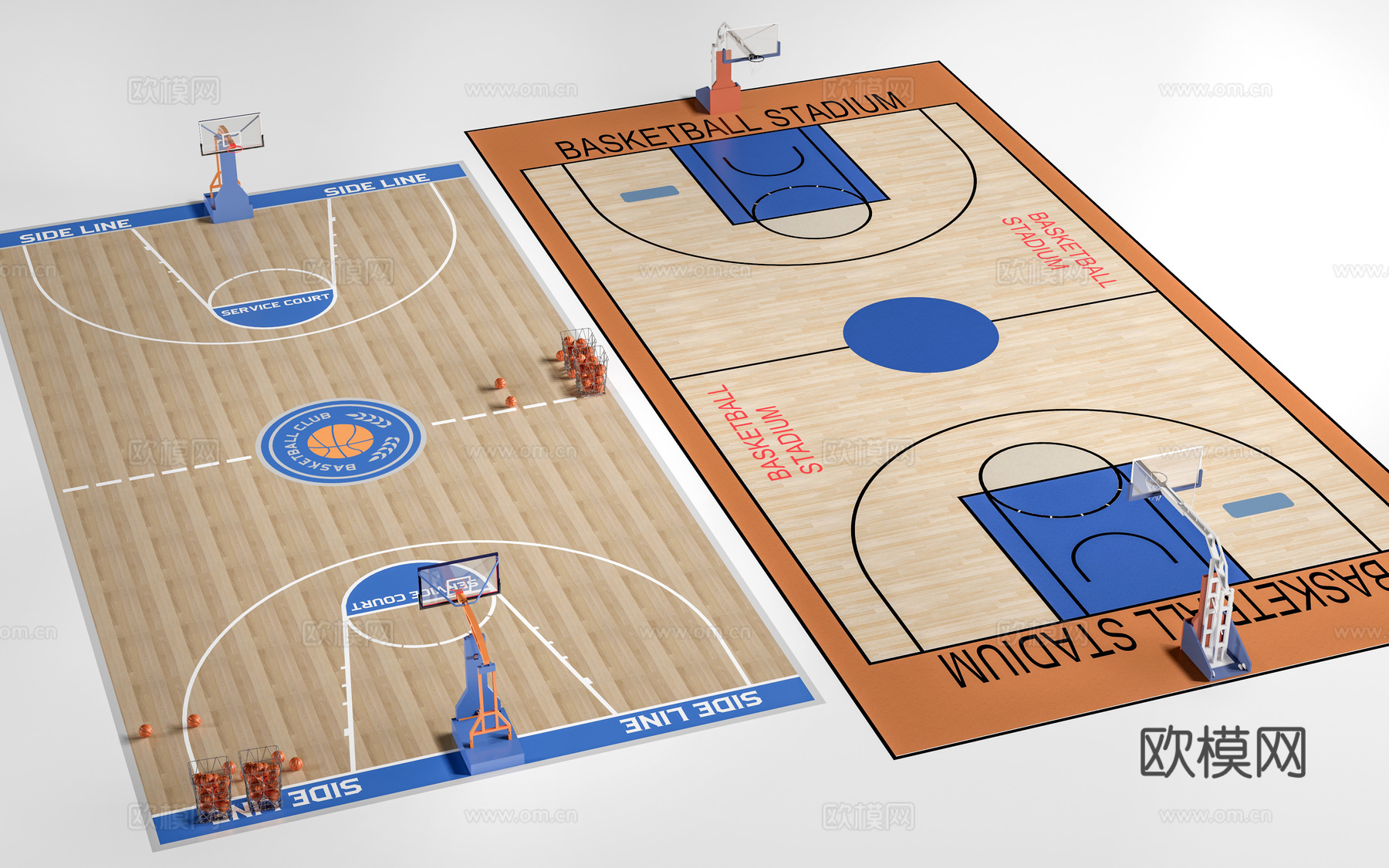 现代篮球场 运动场 室内球场su模型