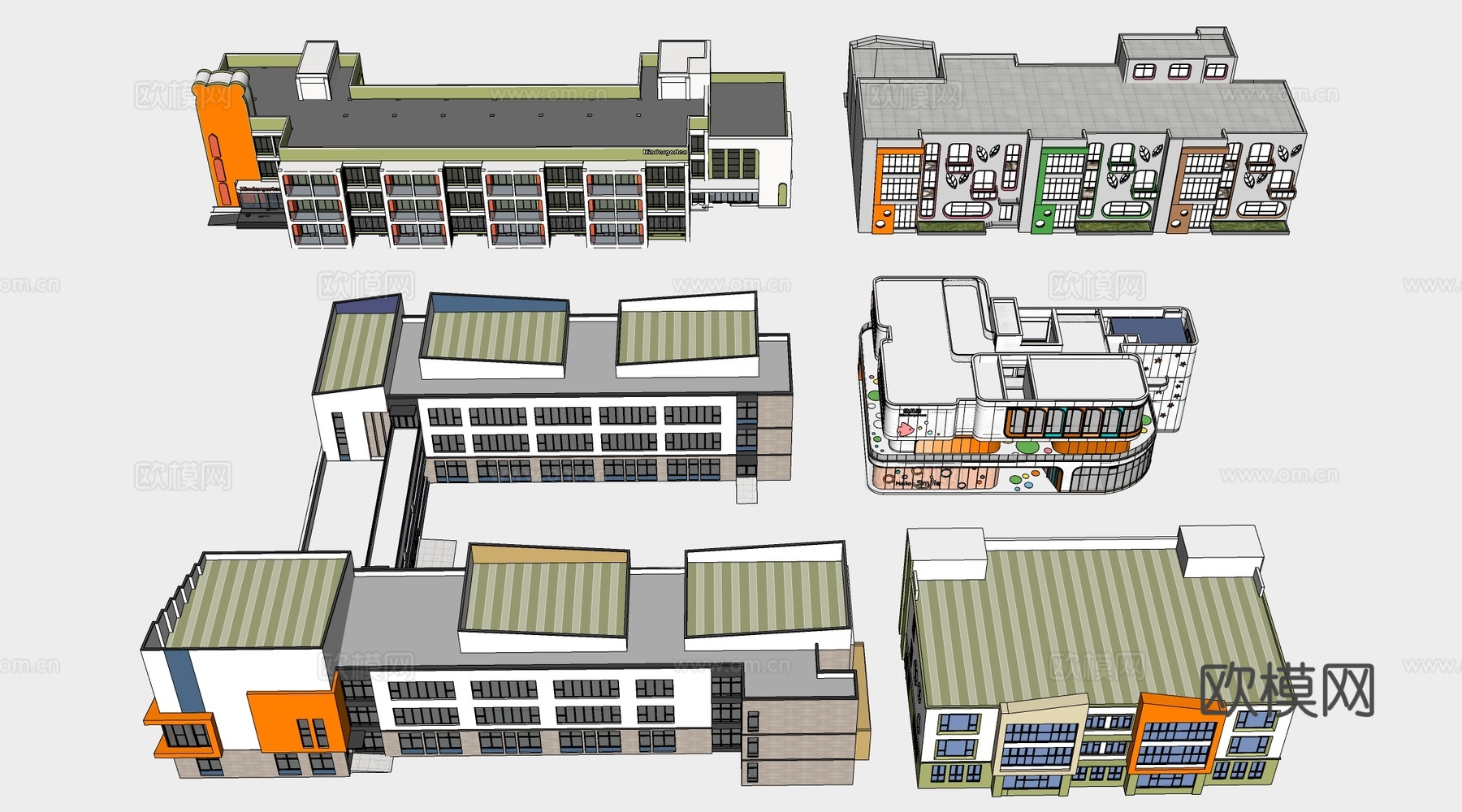 现代幼儿园建筑su模型