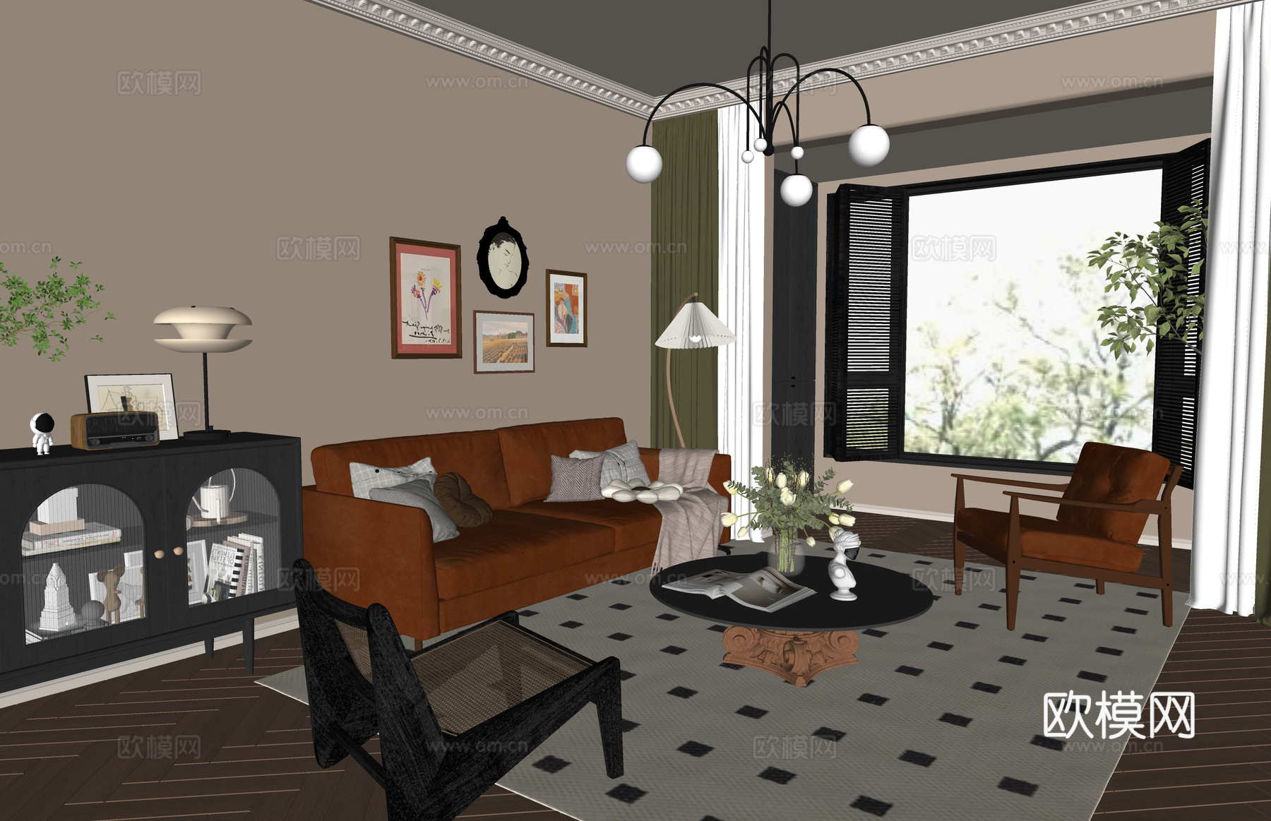 阳台 客餐厅 门窗 卧室 厨房su模型