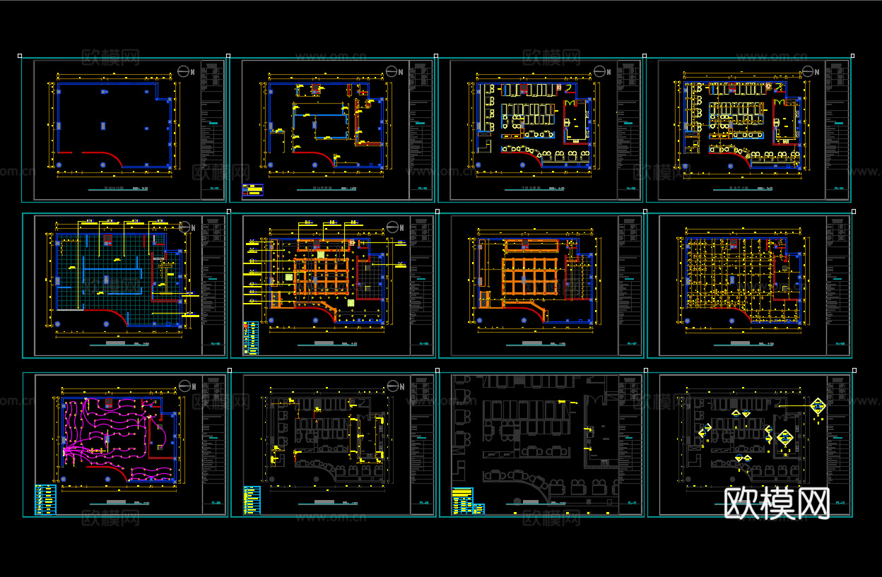 烤肉店平面施工图cad施工图