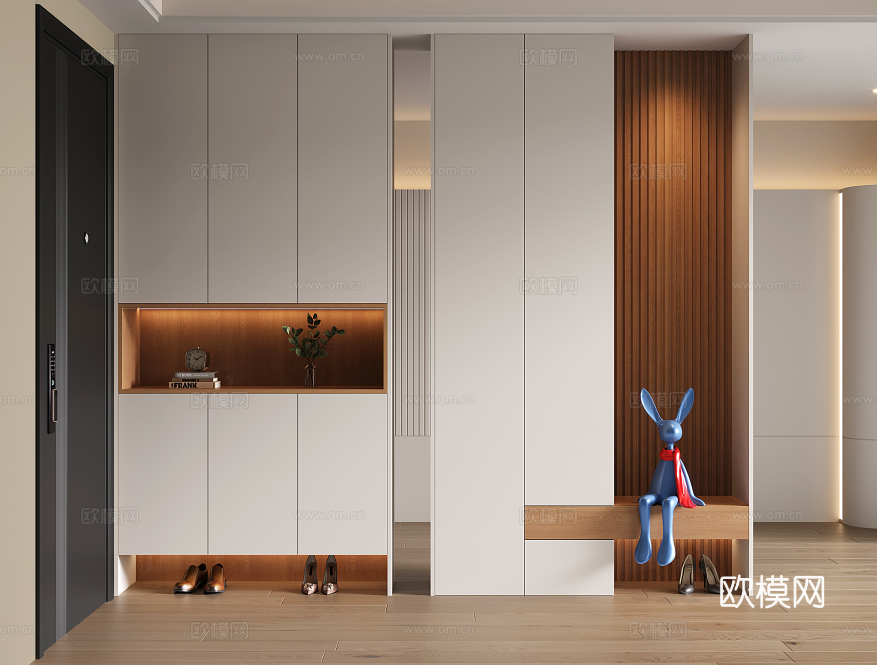 现代入户玄关鞋柜 换鞋凳鞋柜 隔断鞋柜su模型