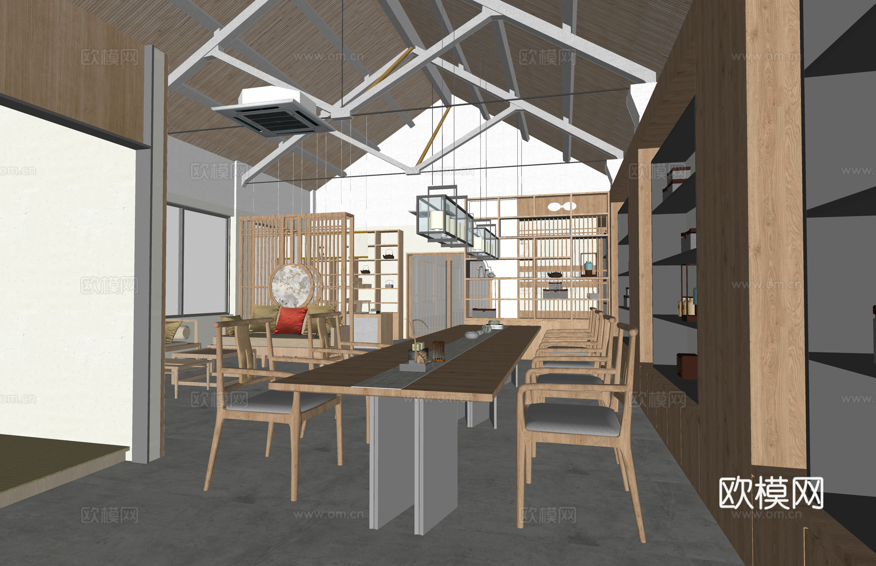 茶室 卧室 衣帽间 家装 茶桌su模型