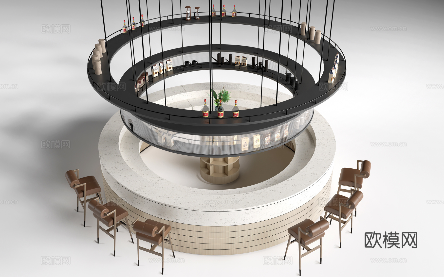 现代圆形吧台 圆形酒吧台 咖啡吧台su模型